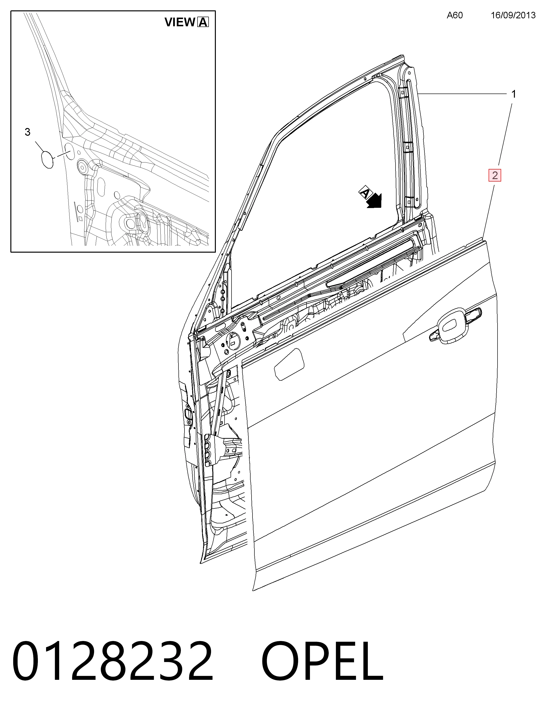 Дверь передняя правая на Opel Zafira C P12