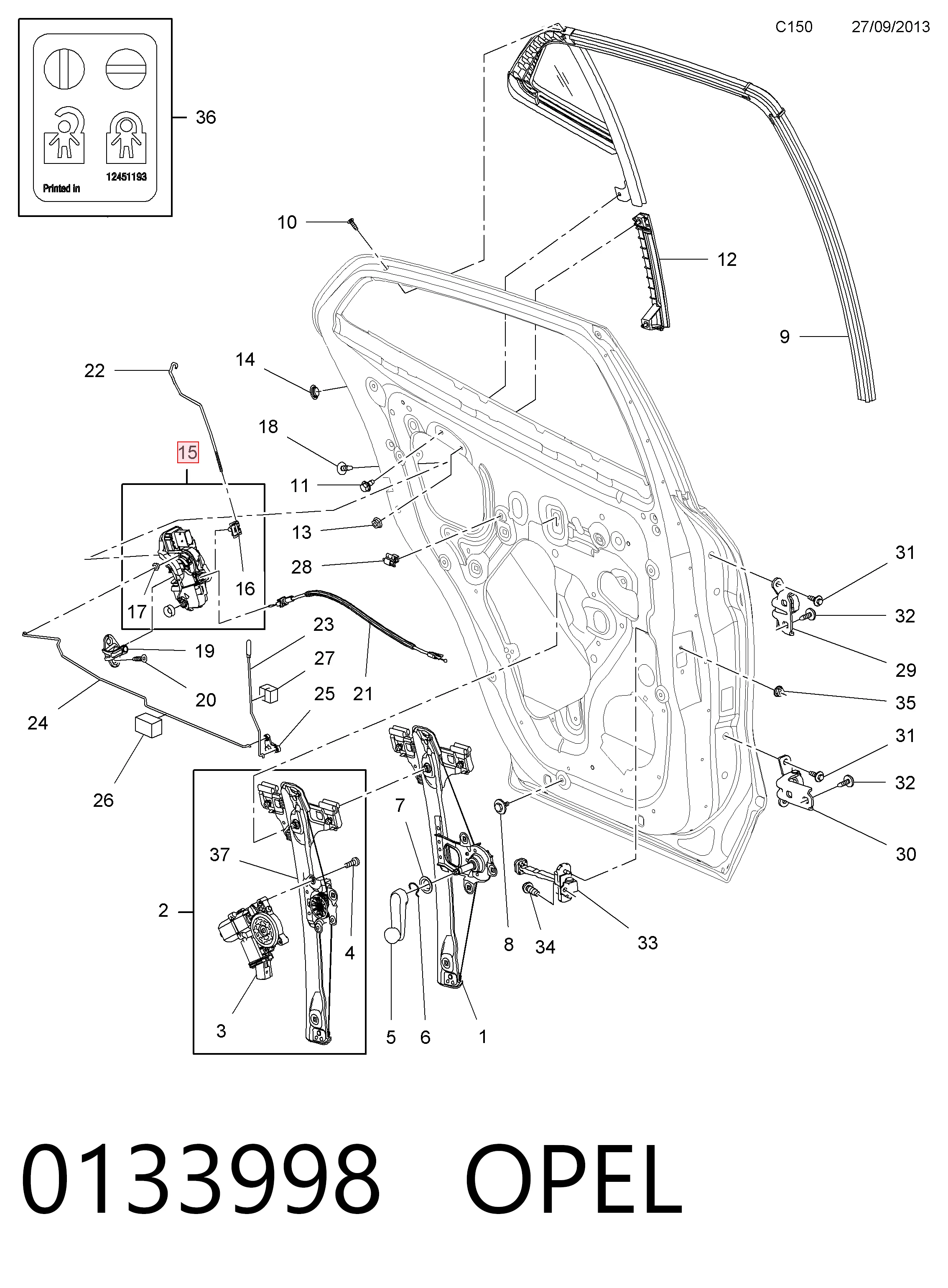 Замок двери задней левой на Chevrolet Aveo III T300