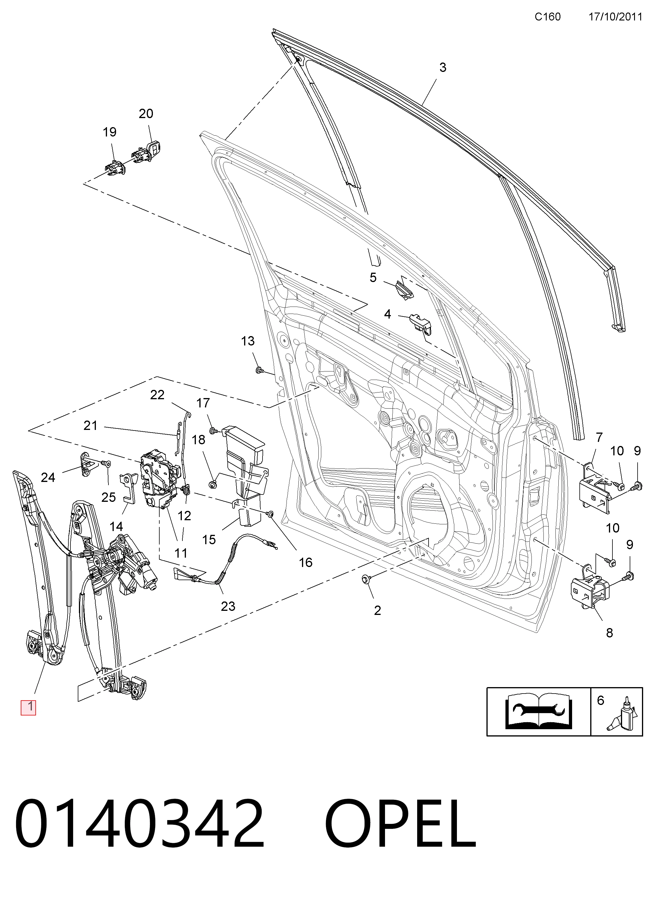 95508037 Peugeot/Citroen Механизм стеклоподъемника передней левой двери