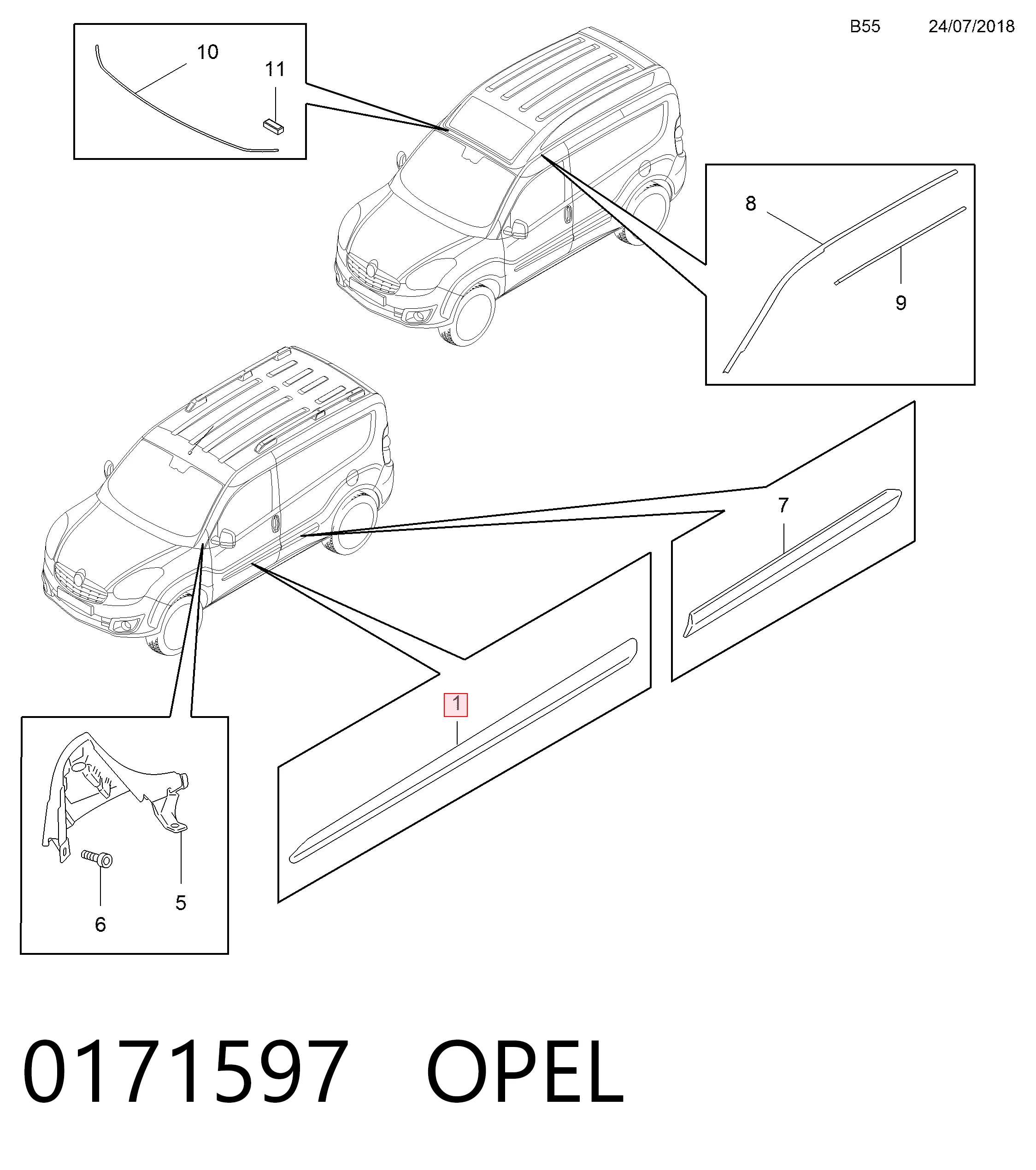 Купить 95511666 Peugeot/Citroen Молдинг двери передней правой