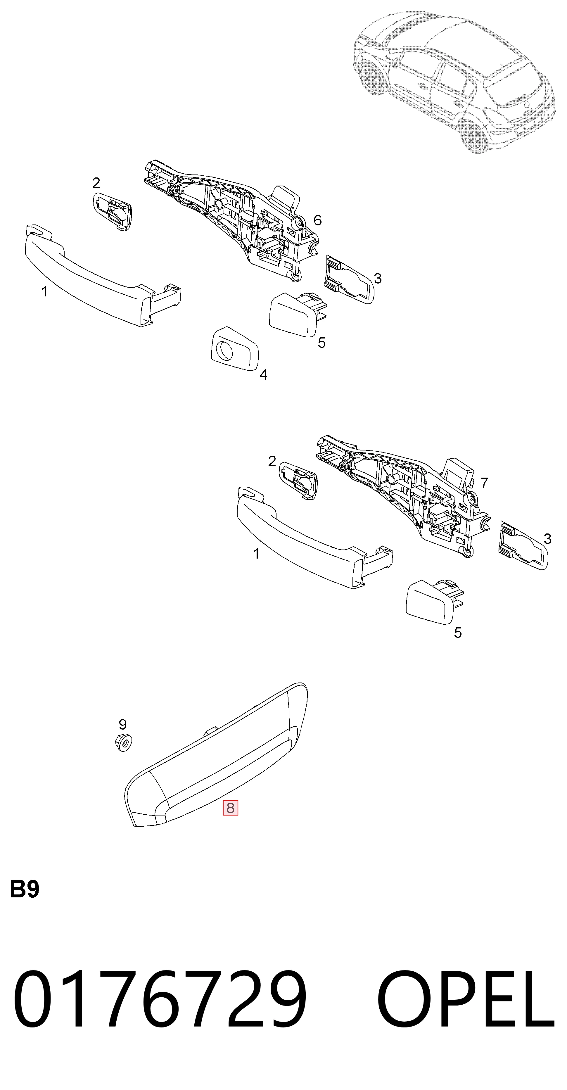 Ручка двери багажника, наружная AND 3J955145