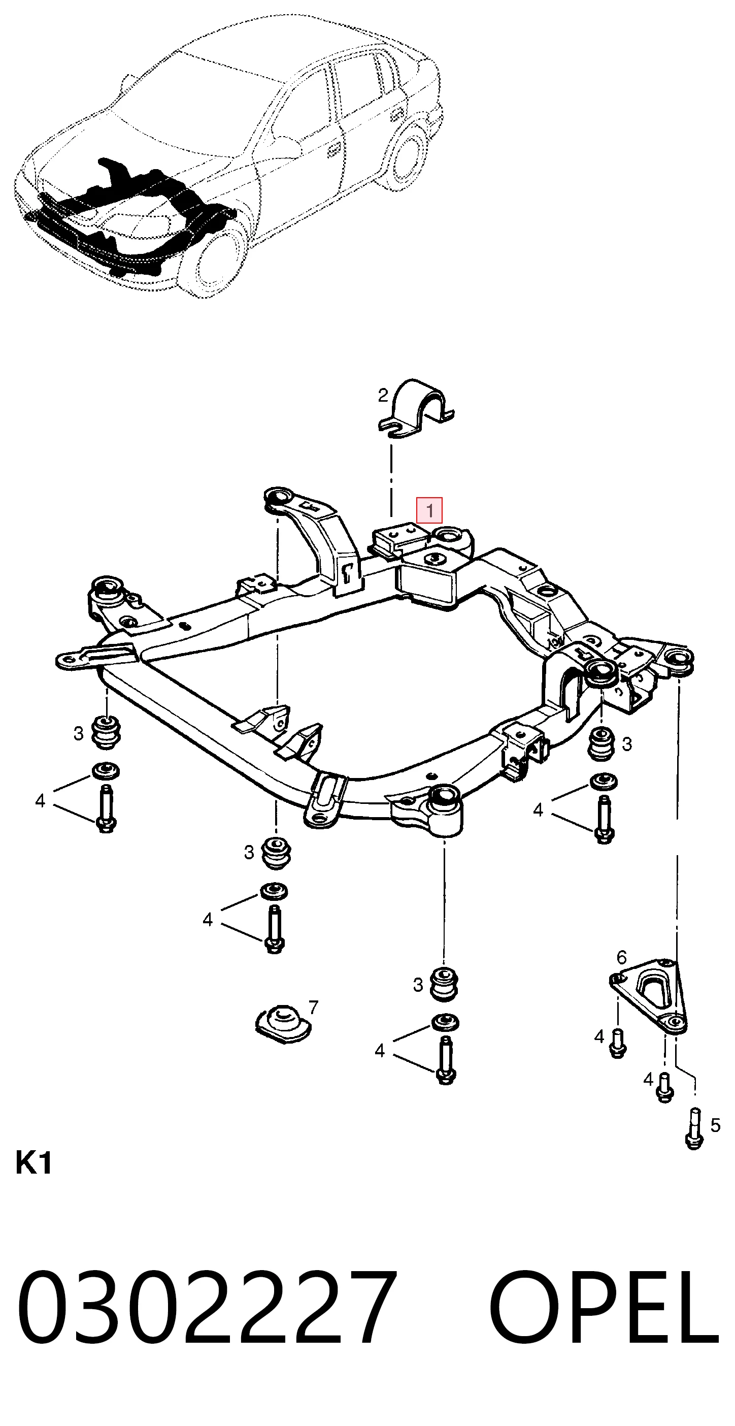 9119163 Opel Подрамник передней подвески