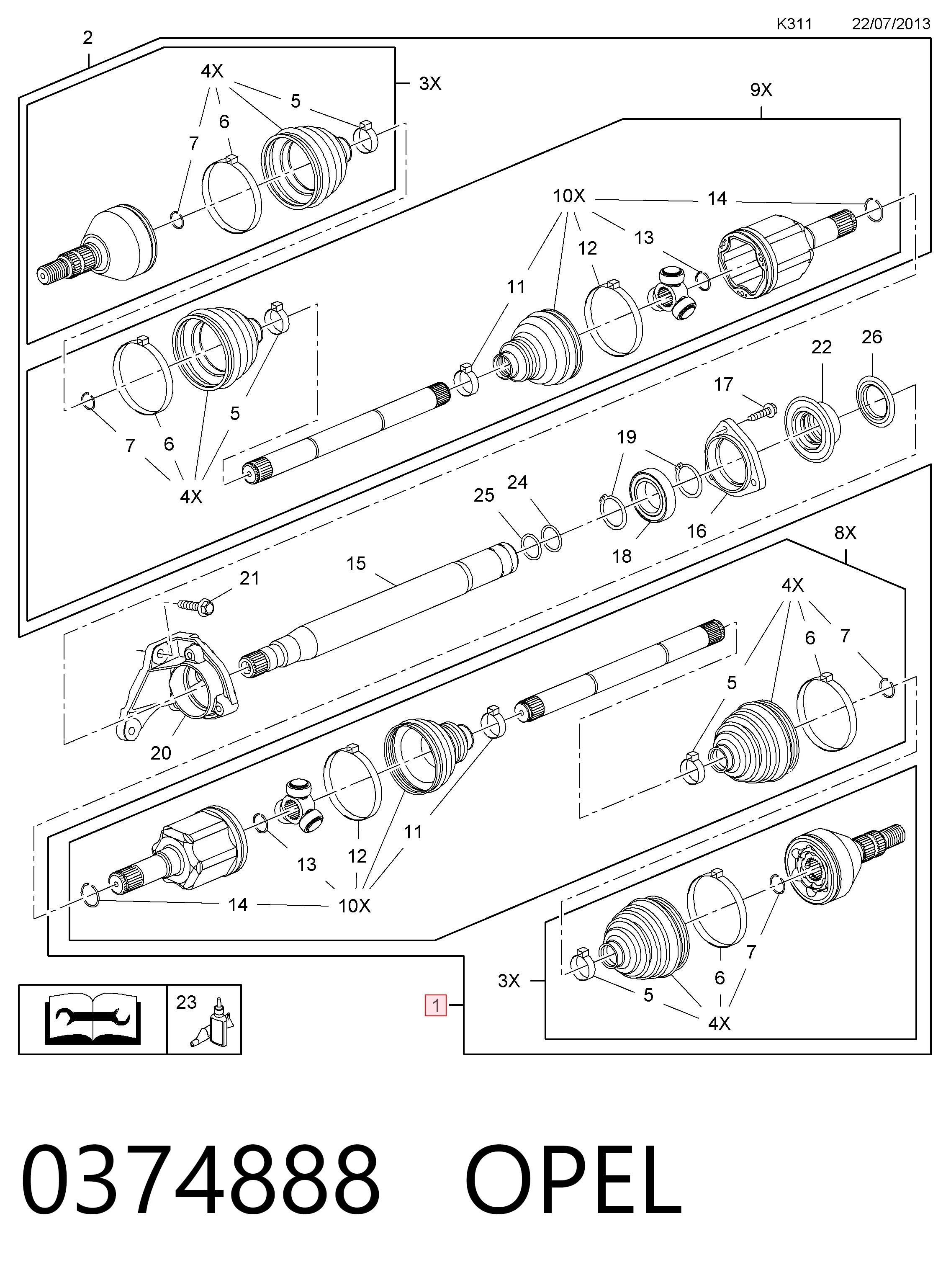 Купить 13335138 Peugeot/Citroen Вал приводной правый
