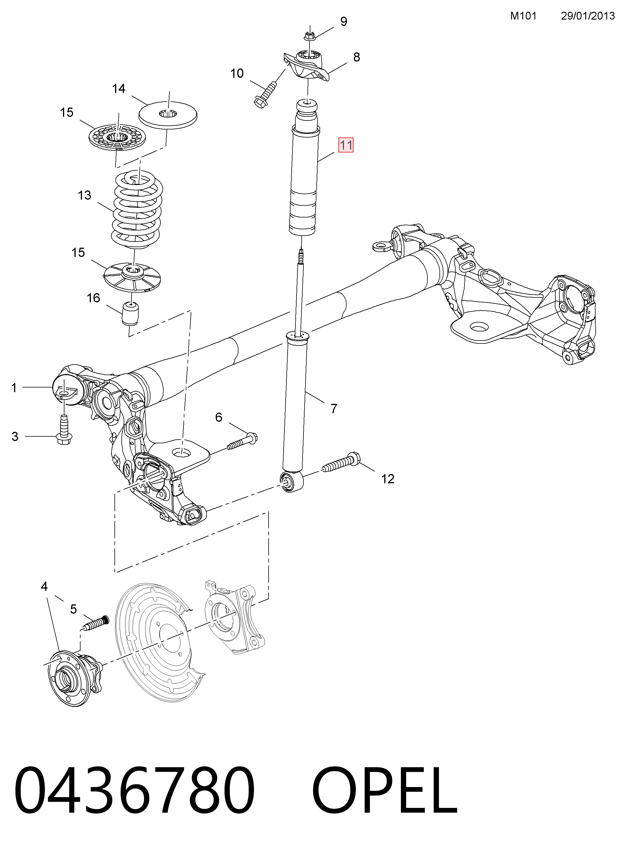 Отбойник задний Opel Mokka I внедорожник (J13) (2012 - 2019) цена, от 17.71 USD