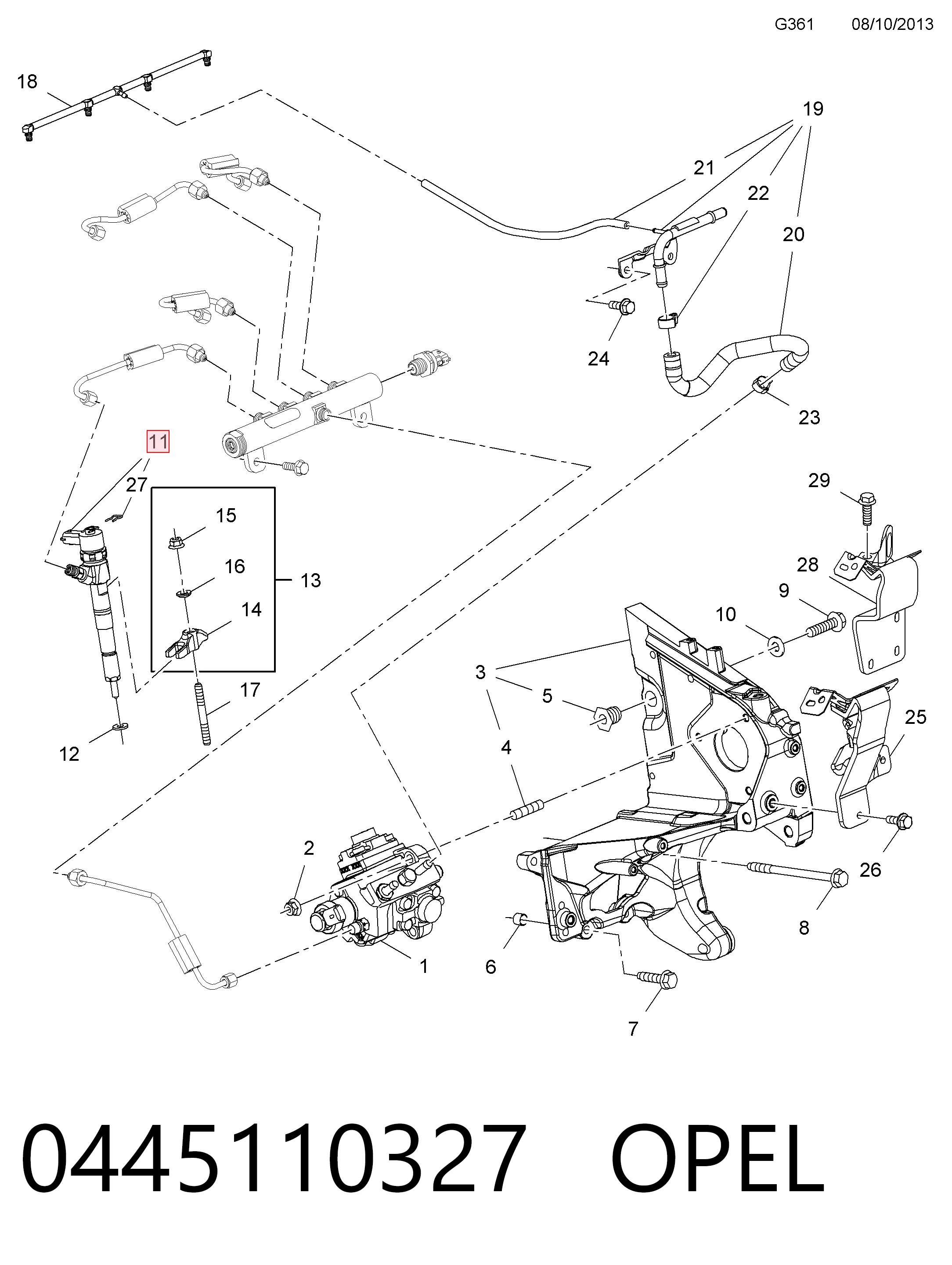 0445110327 Opel Топливные форсунки