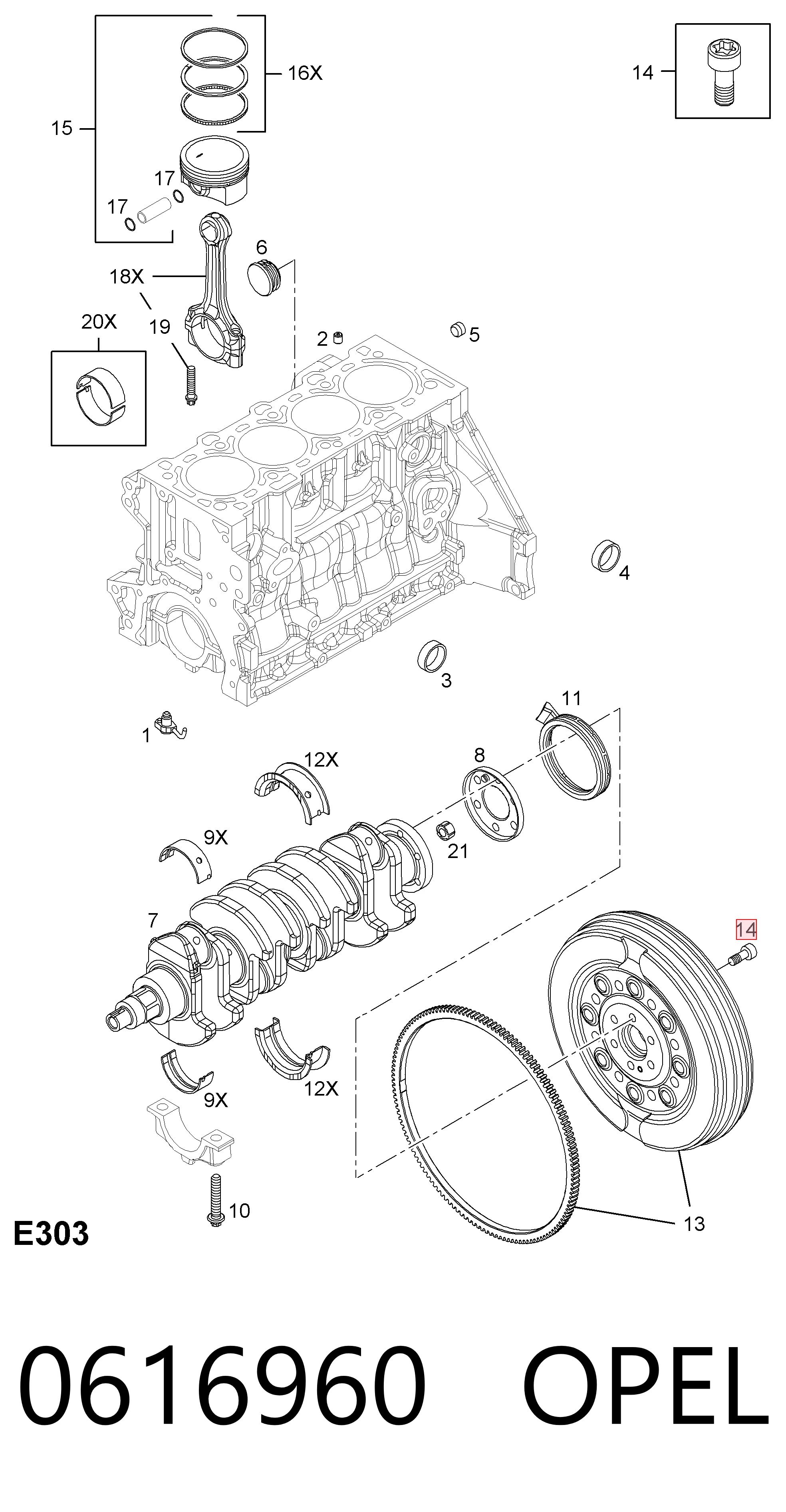 616960 General Motors Болт крепления маховика