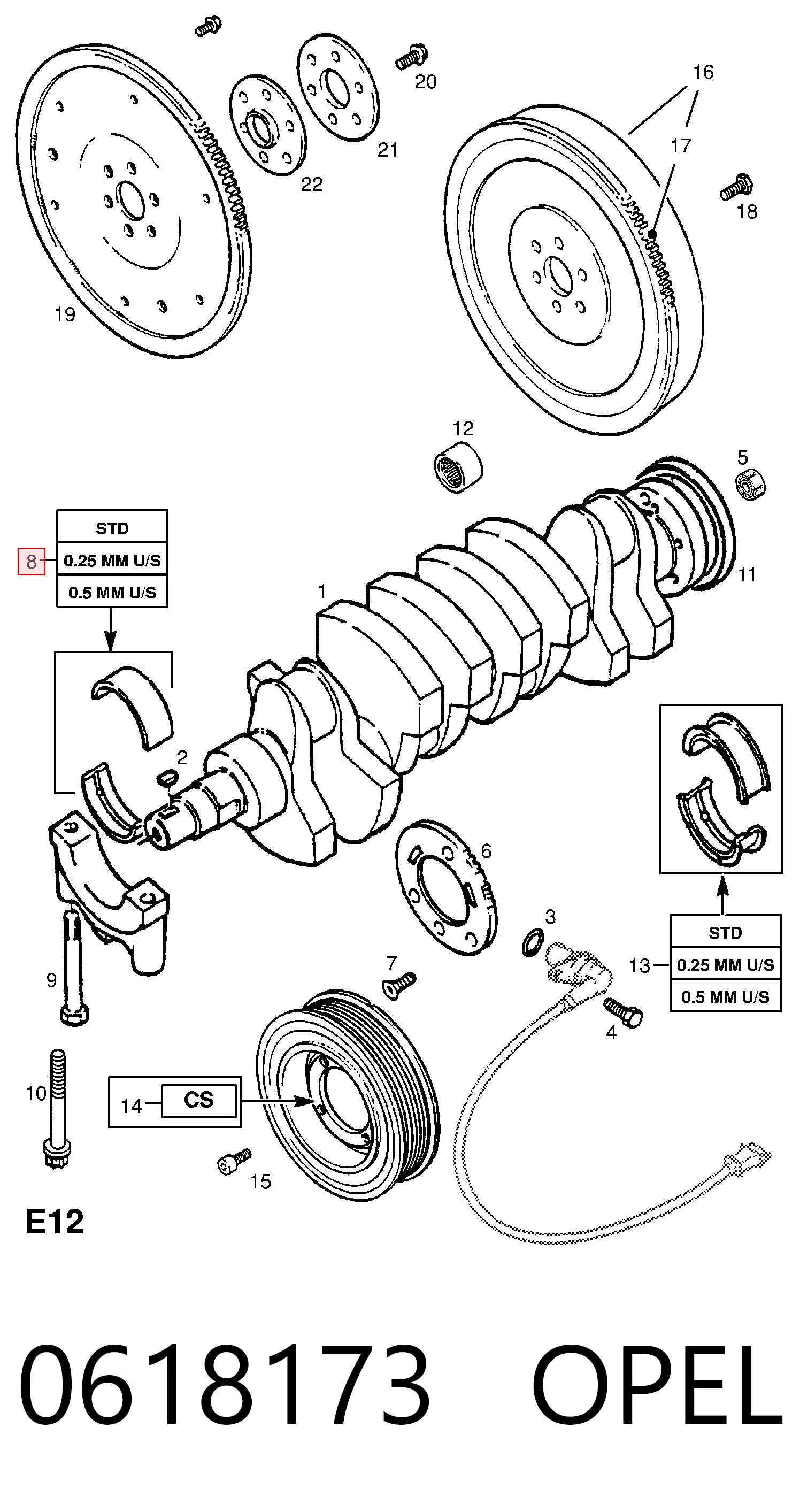 618173 General Motors Комплект подшипников скольжения коленвала