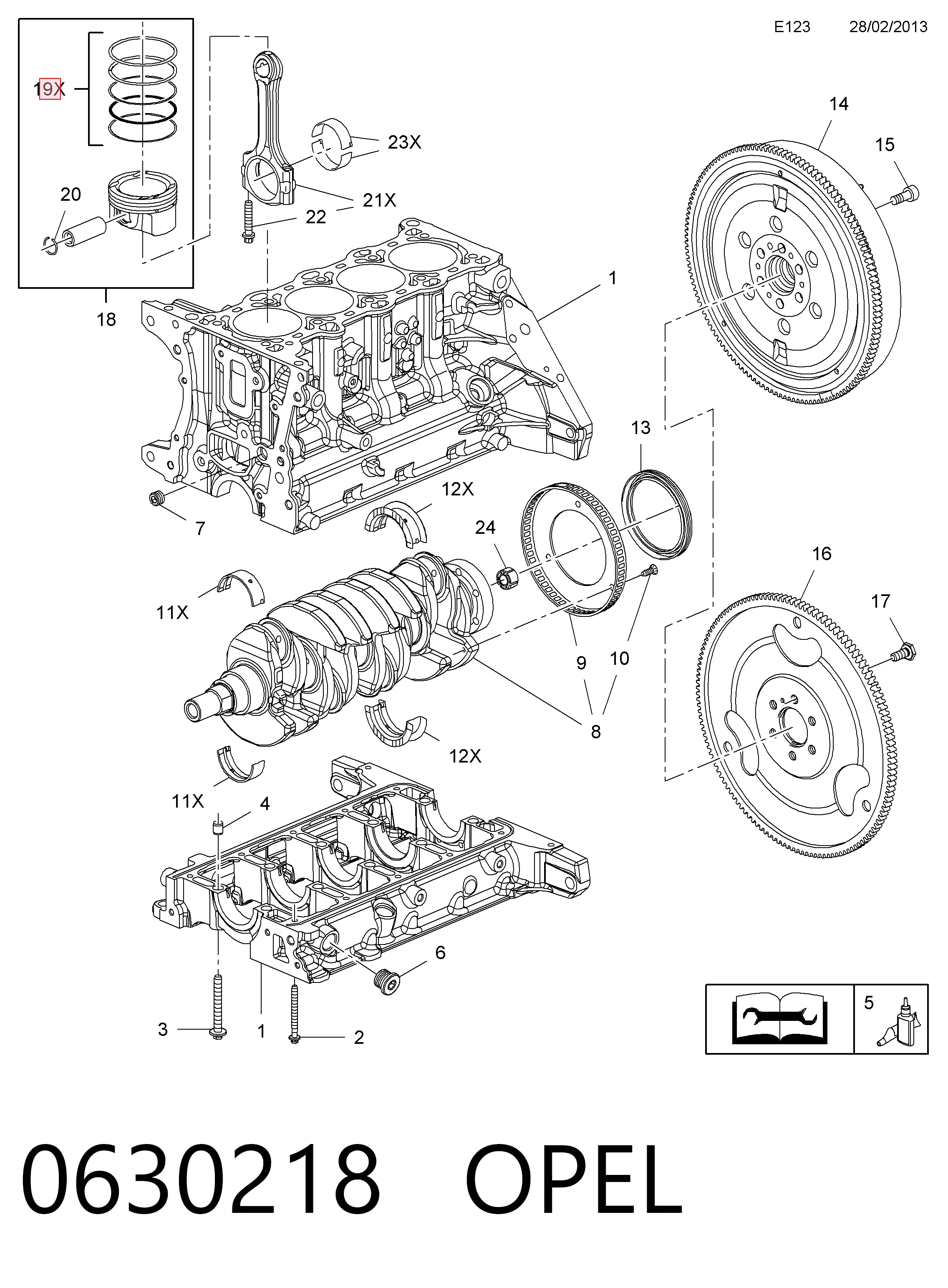 Кольца поршневые на 1 цилиндр, 2-й ремонт (+0,50) General Motors 55571046 цена, от 18.53 USD