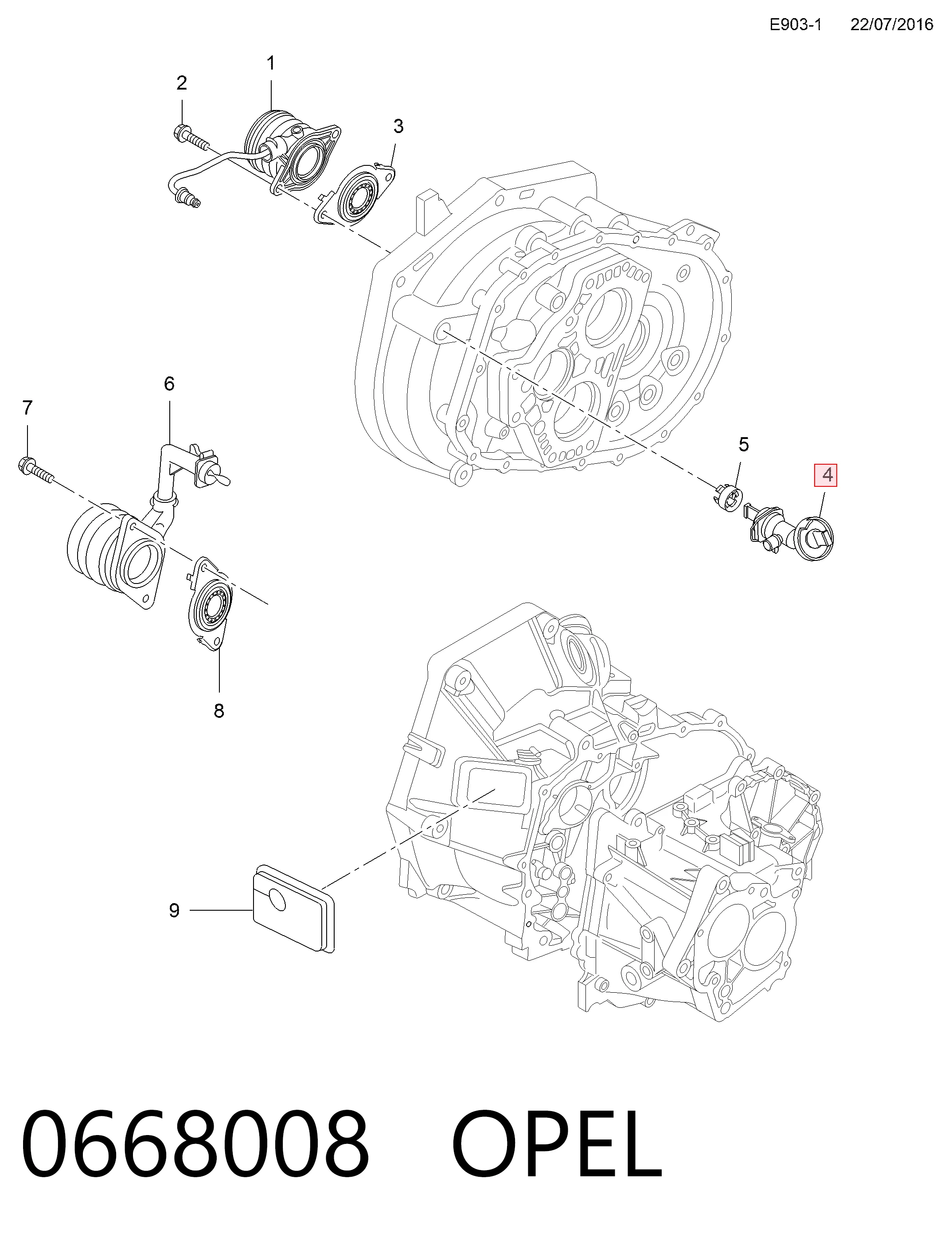 0668008 Opel Тройник трубки сцепления