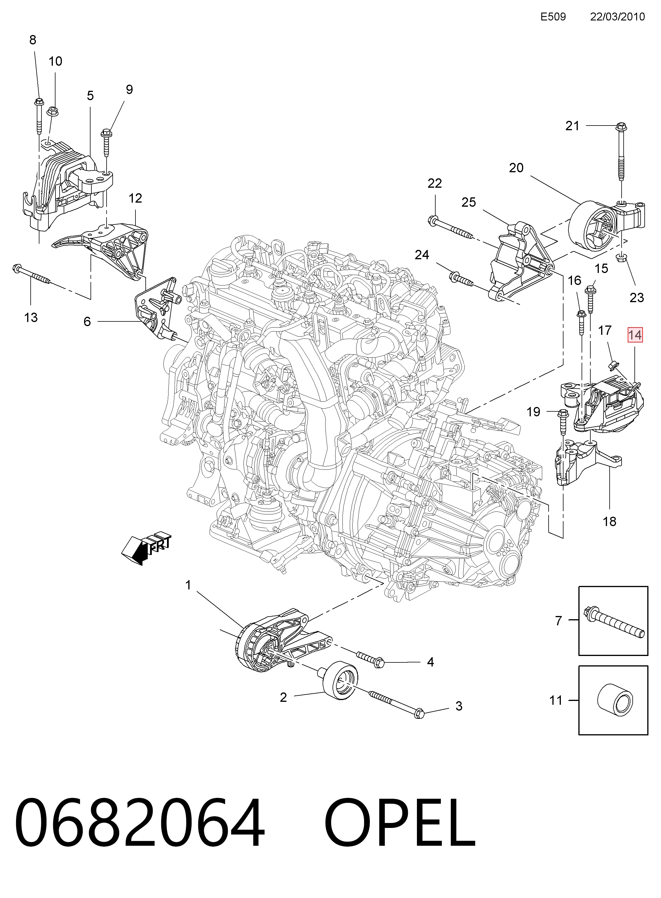 Подушка (опора) двигателя, левая на Opel Astra J 