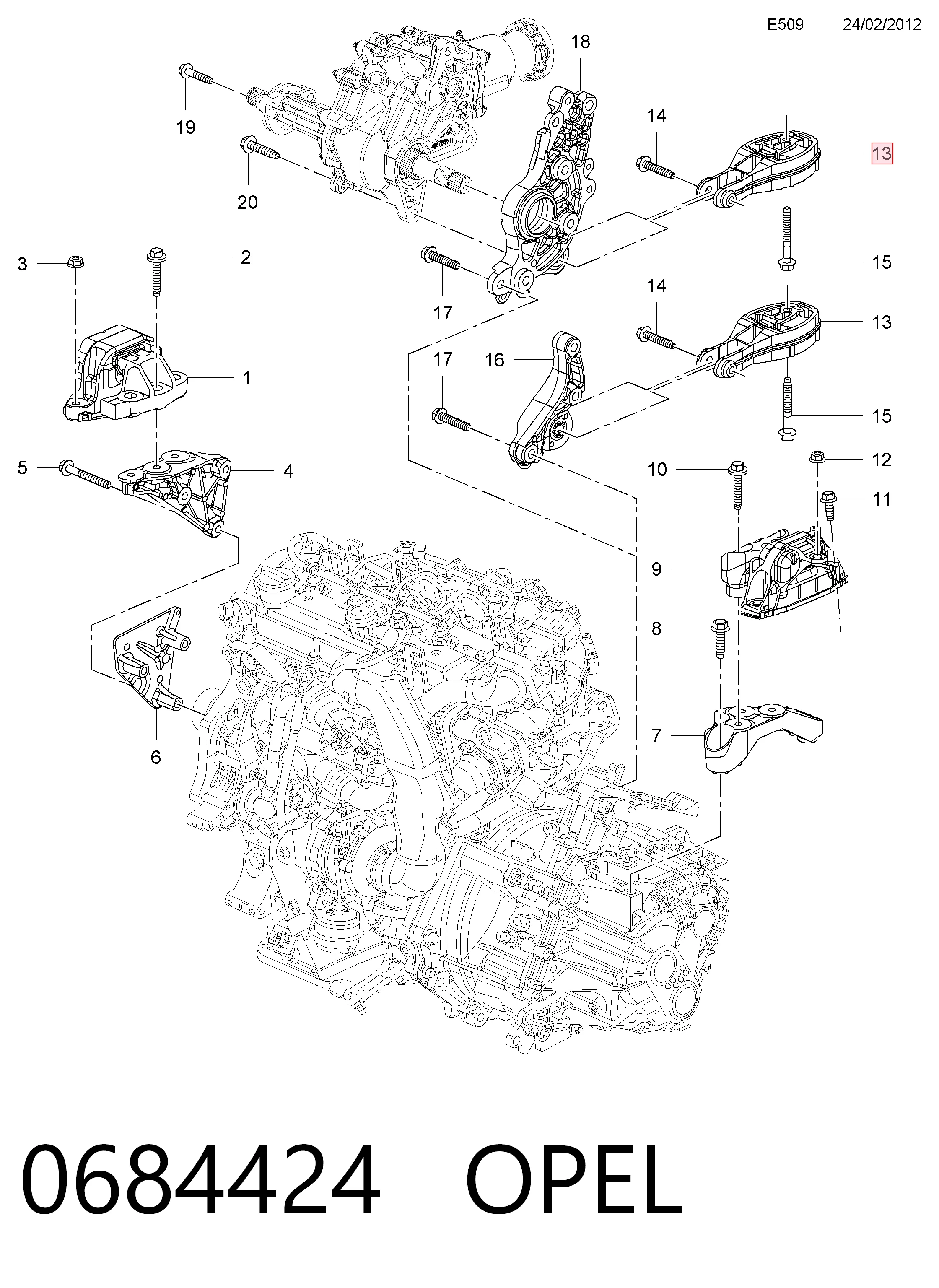Задняя опора двигателя 95248684 Peugeot/Citroen