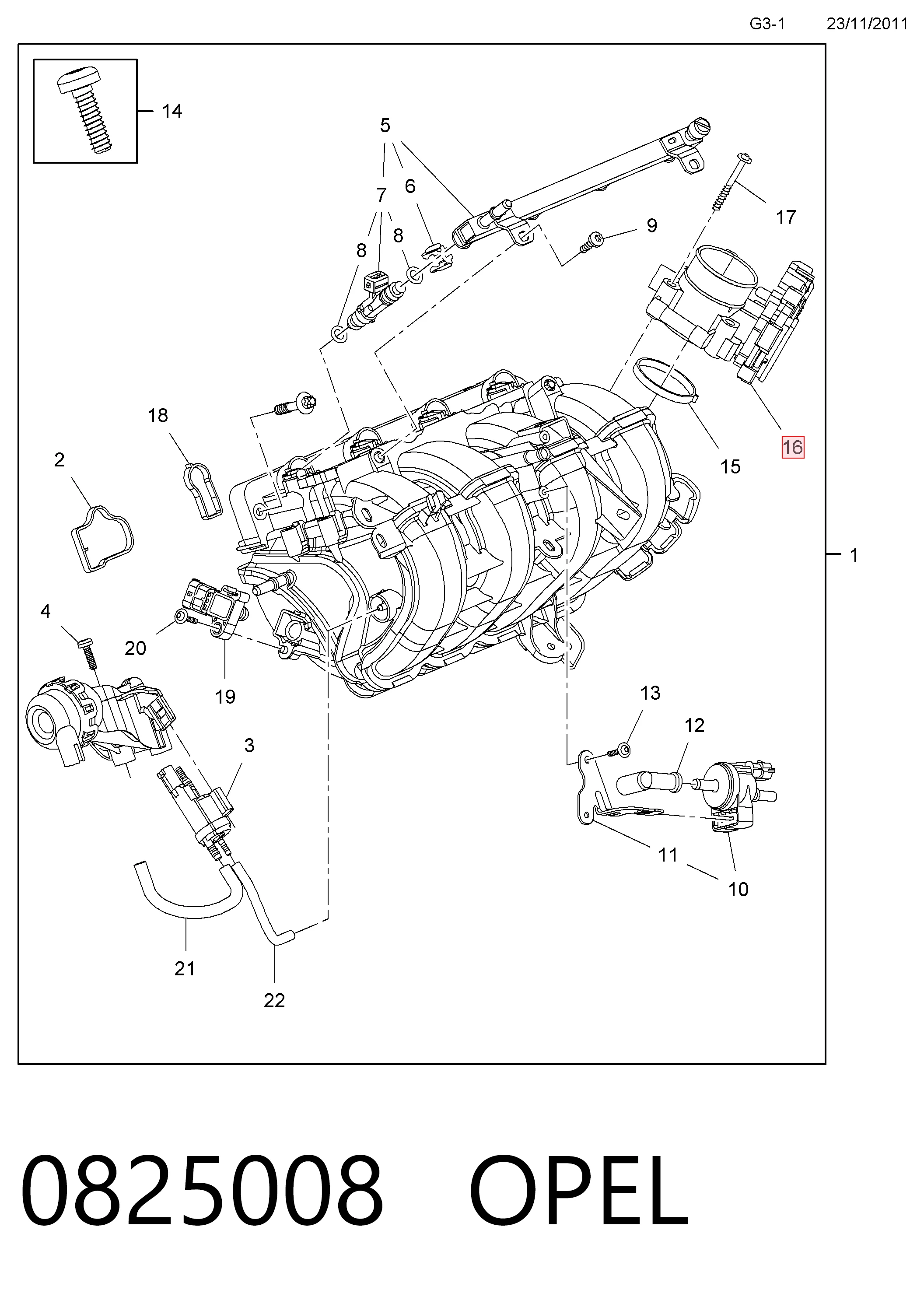 0825008 Opel Дроссельная заслонка