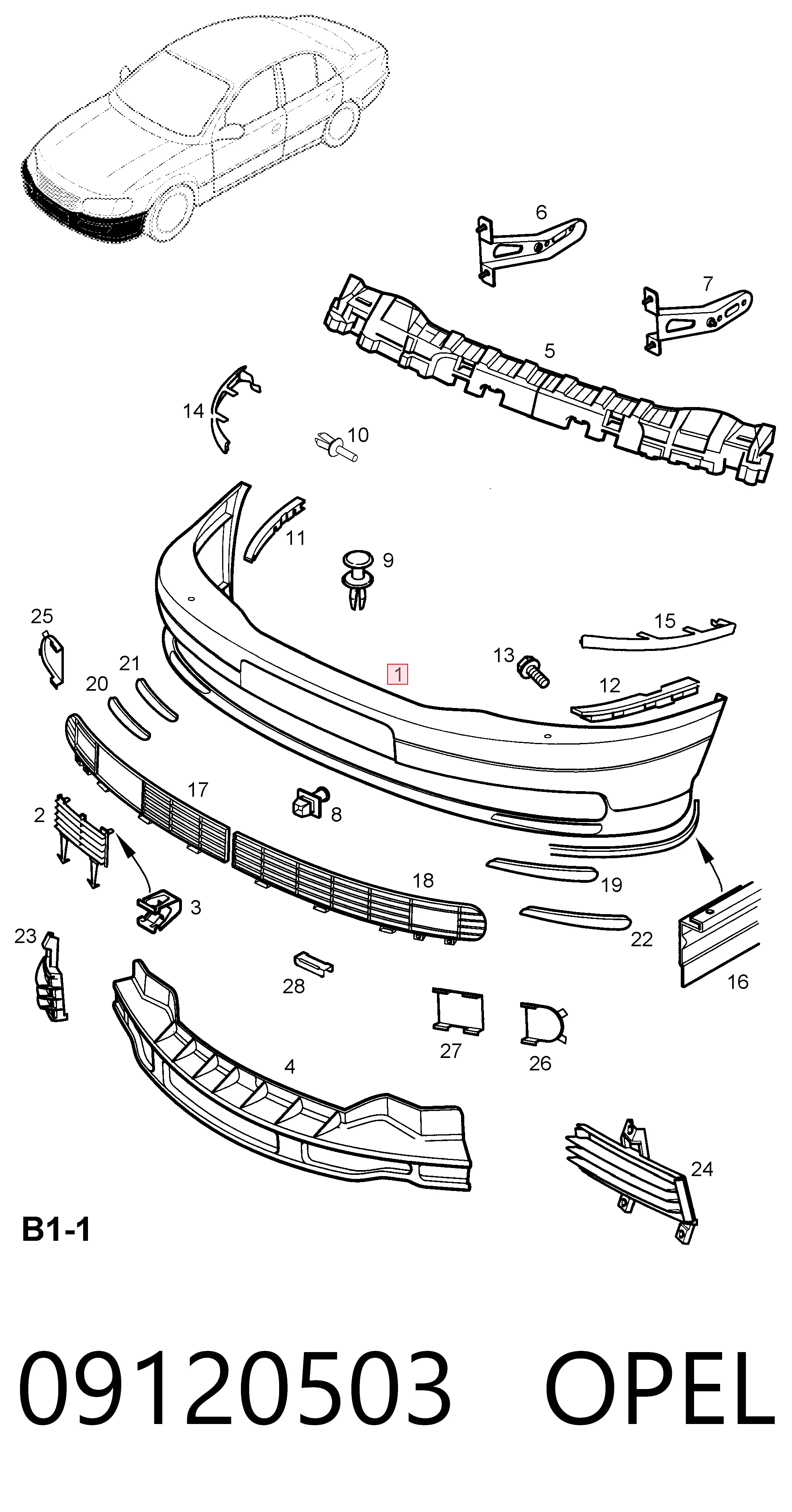 9120503 General Motors Бампер передний в сборе