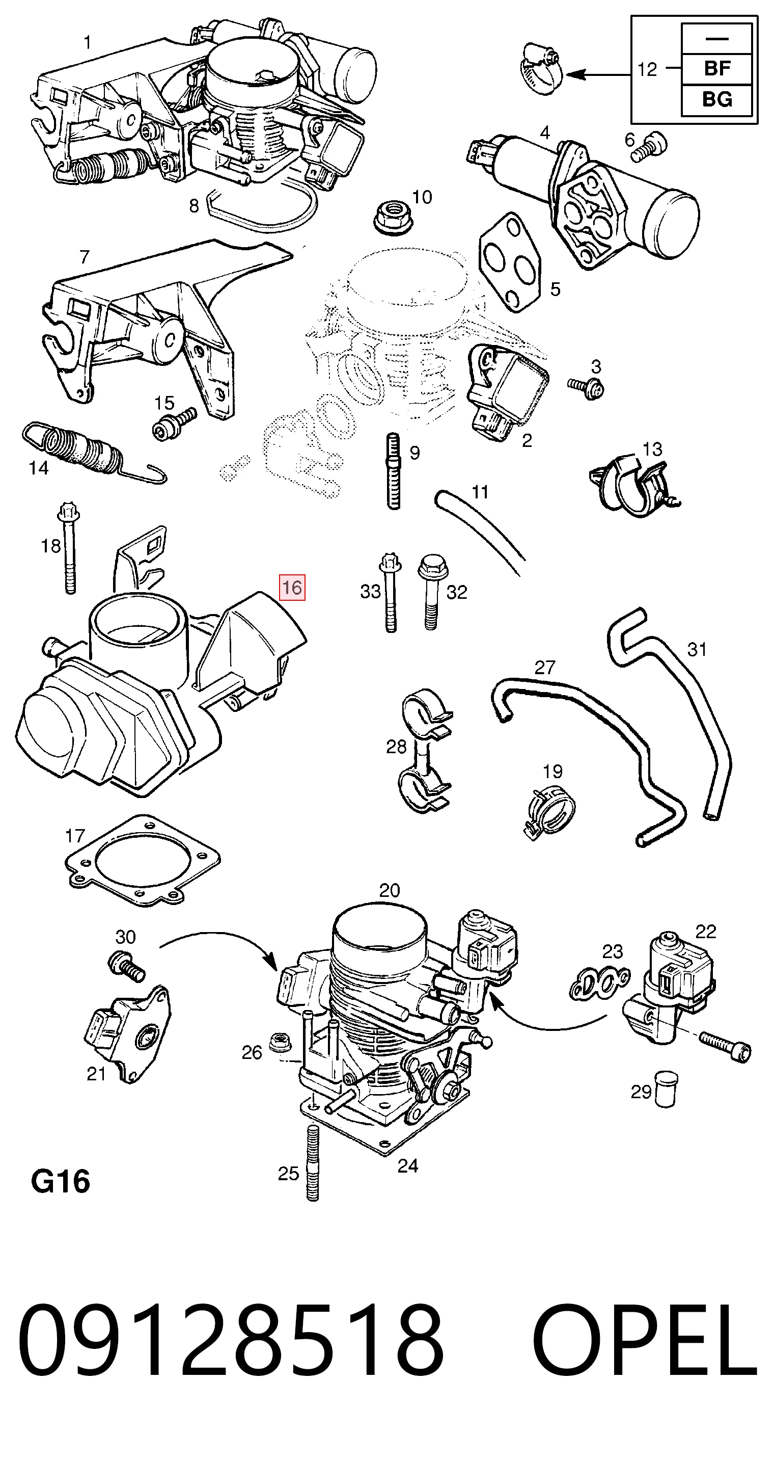 09128518 Opel Дроссельная заслонка