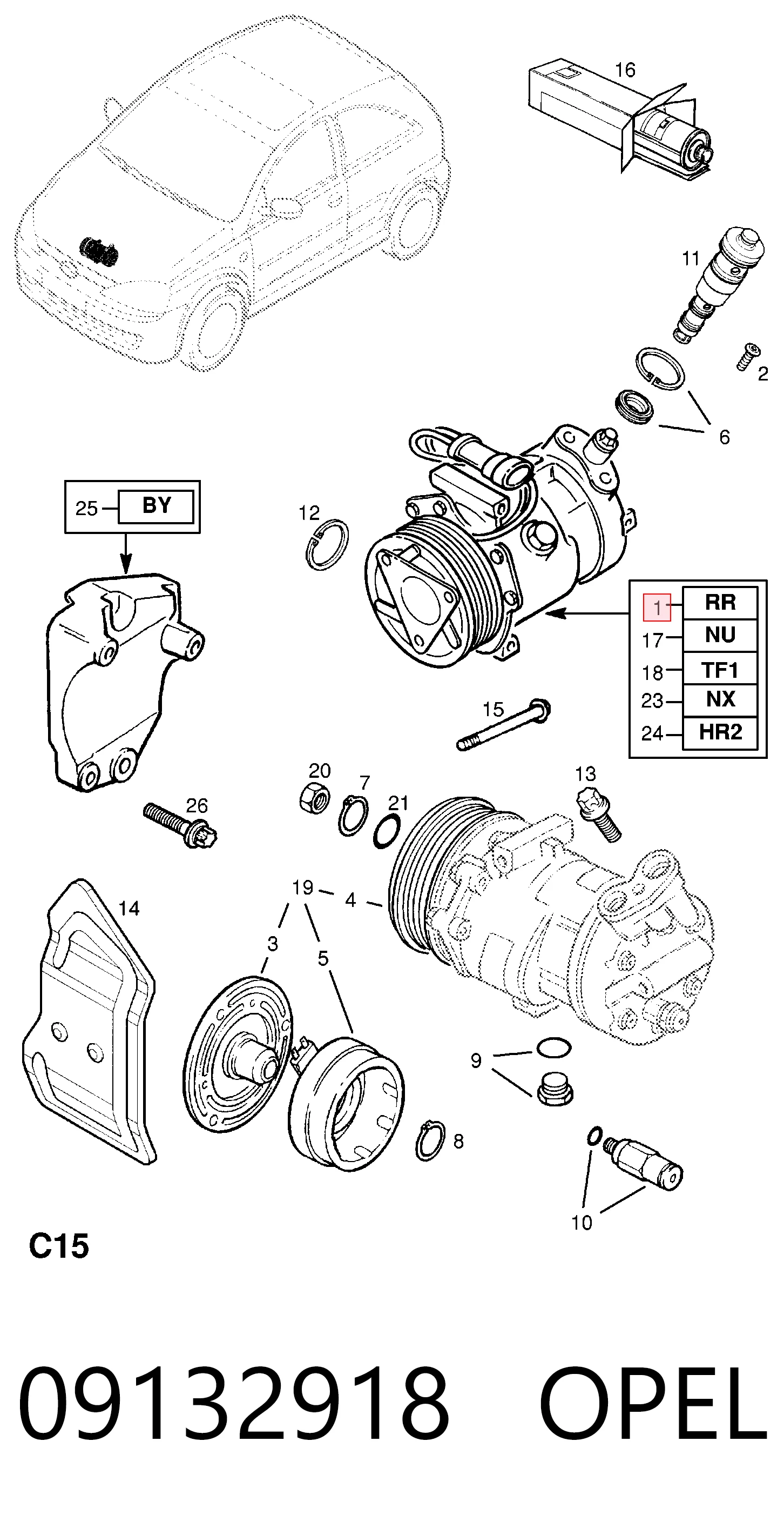 09132918 Opel Компрессор хладагента