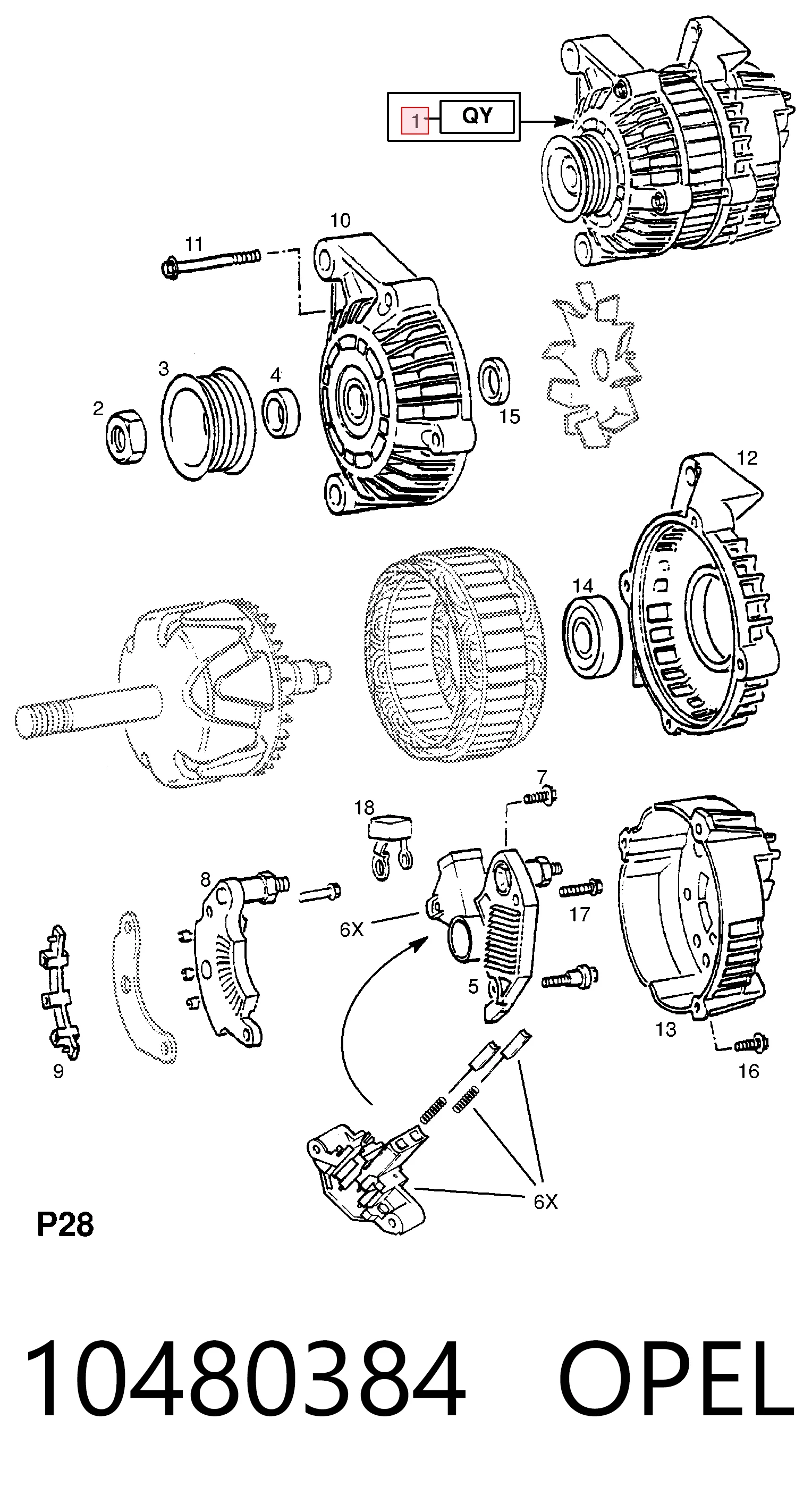 10480384 Opel Генератор автомобильный