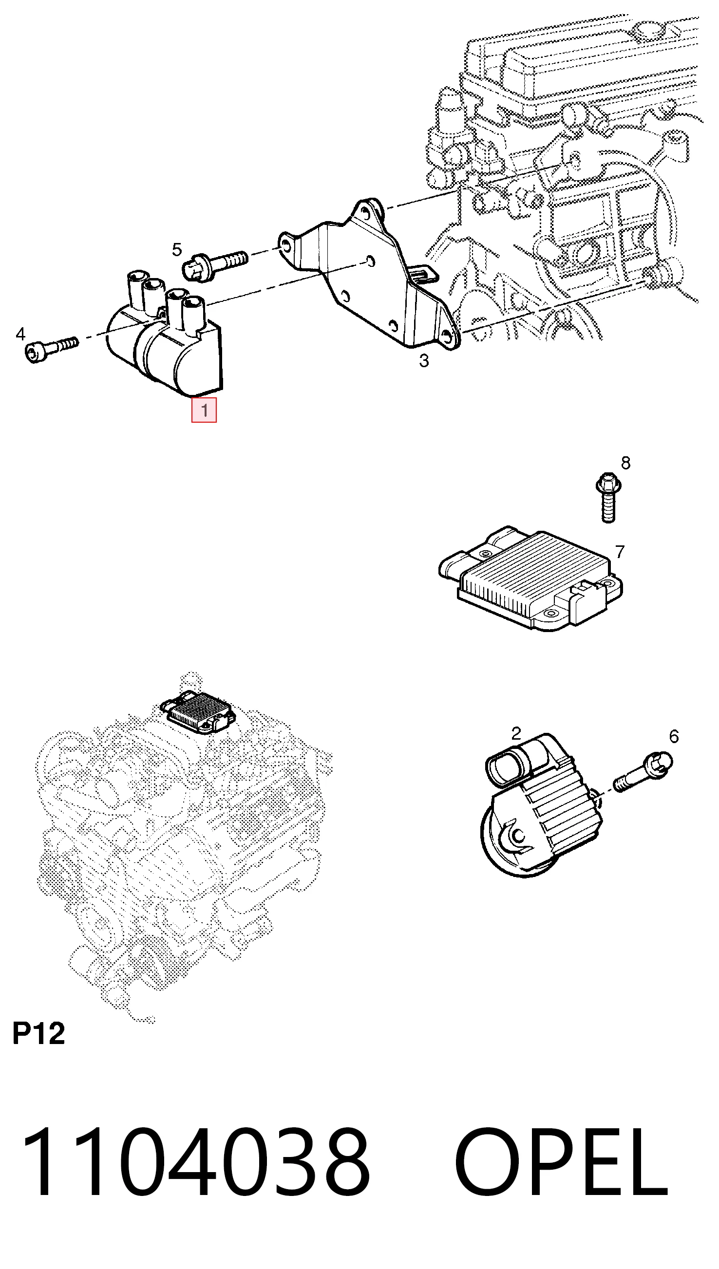 1104038 Opel Катушка зажигания
