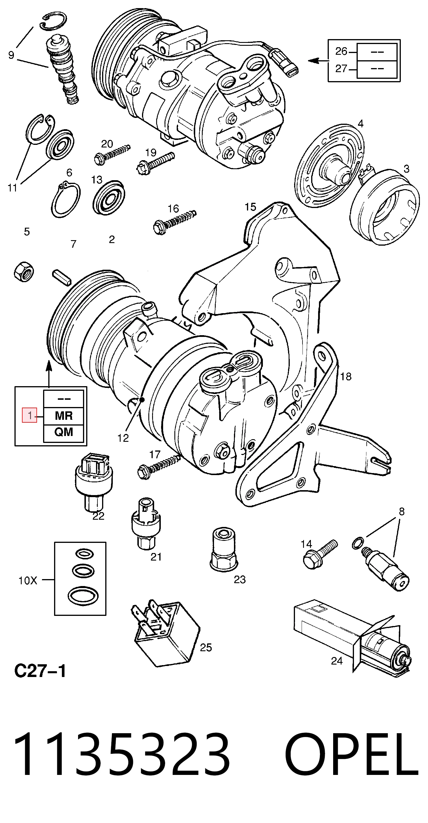 1135323 Opel Компрессор хладагента