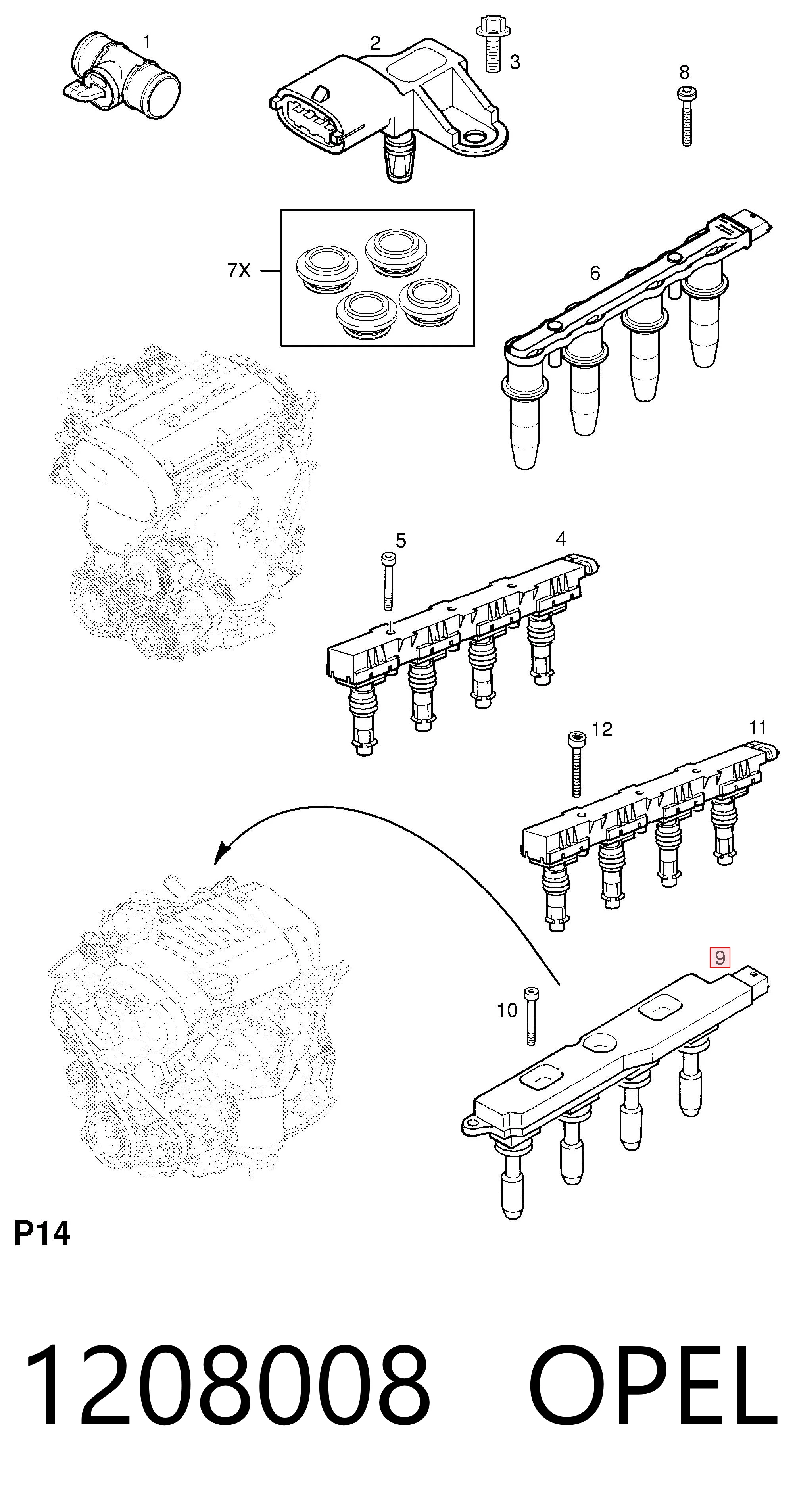 1208008 Opel Катушка зажигания
