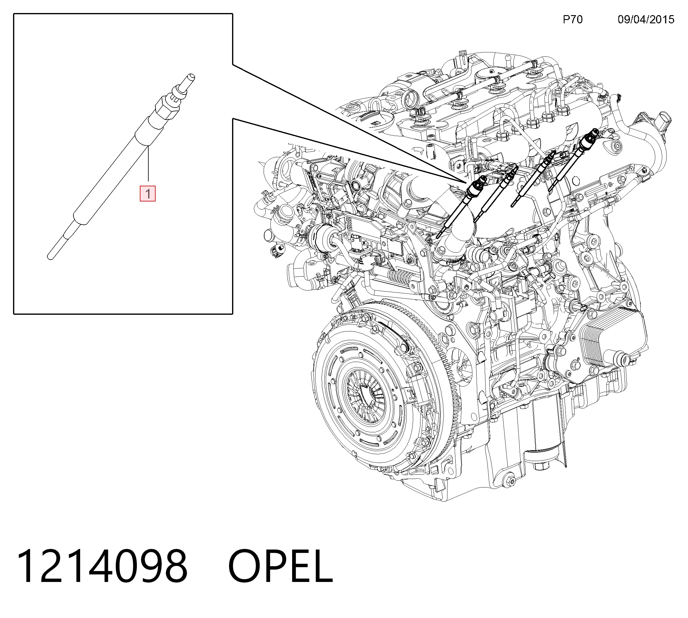 1214098 Opel Свечи накаливания
