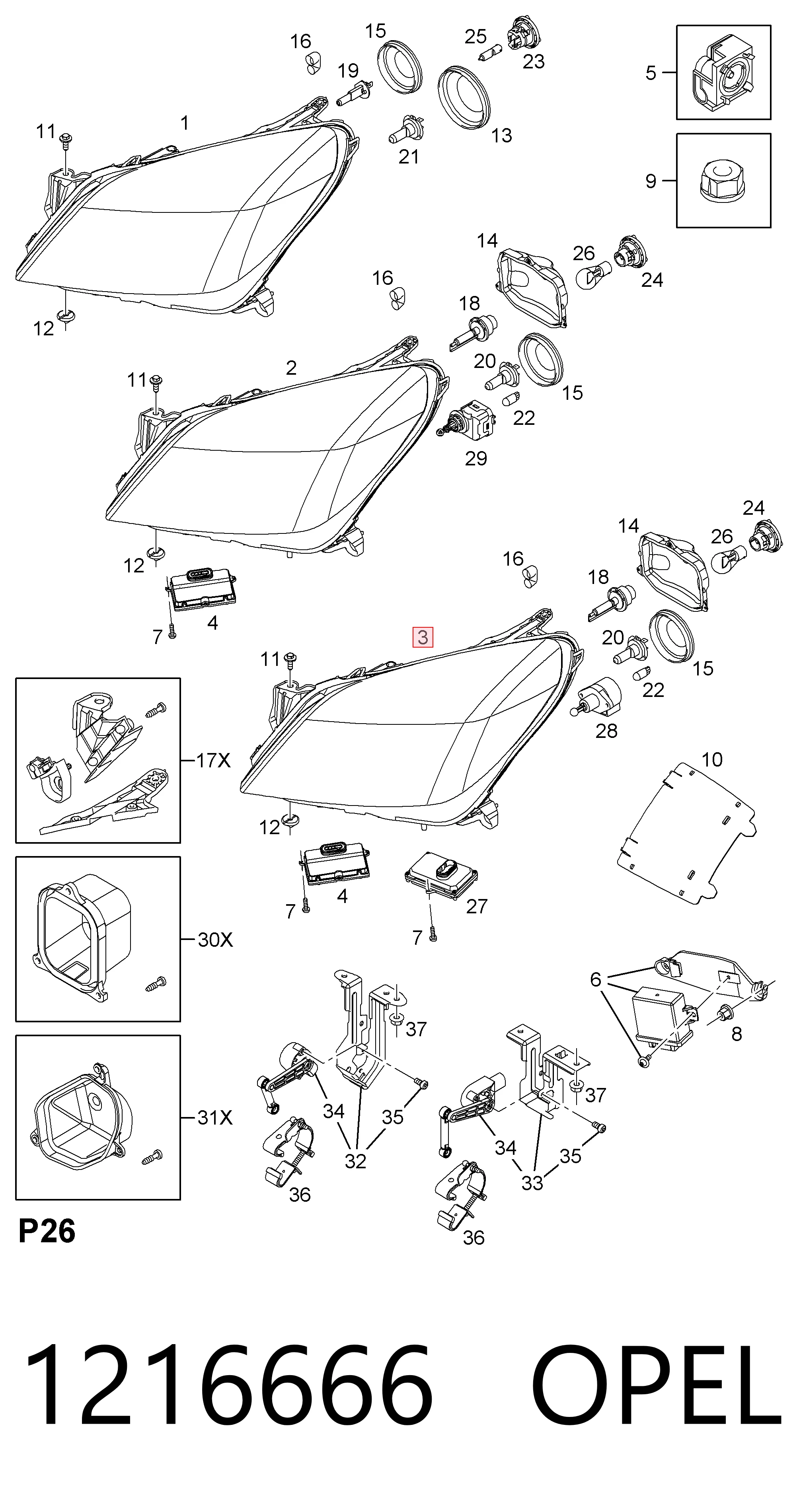Правая блок фара General Motors 93190391 цена, от 721.04 USD