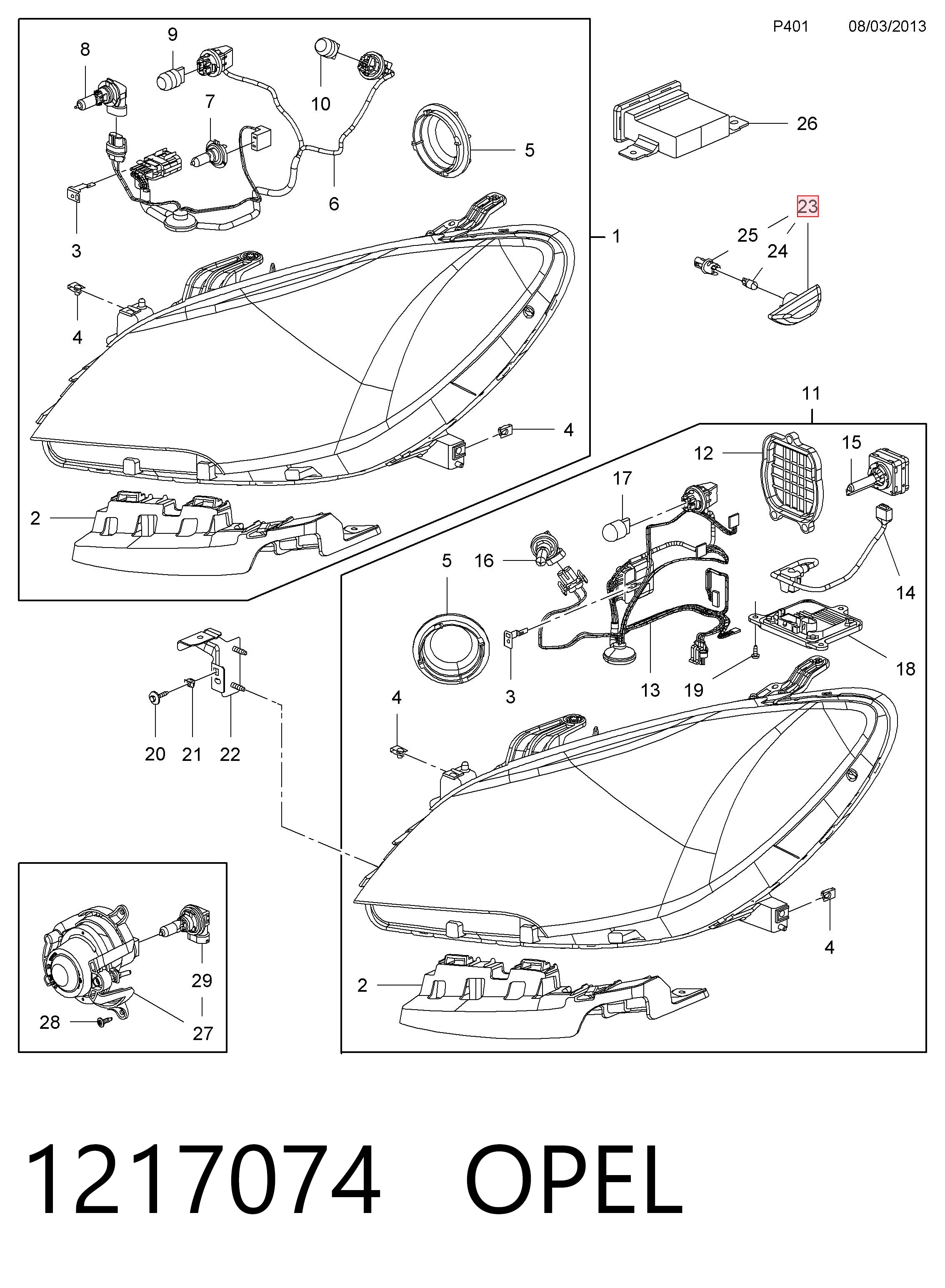 Поворотник правый на Opel Mokka I J13