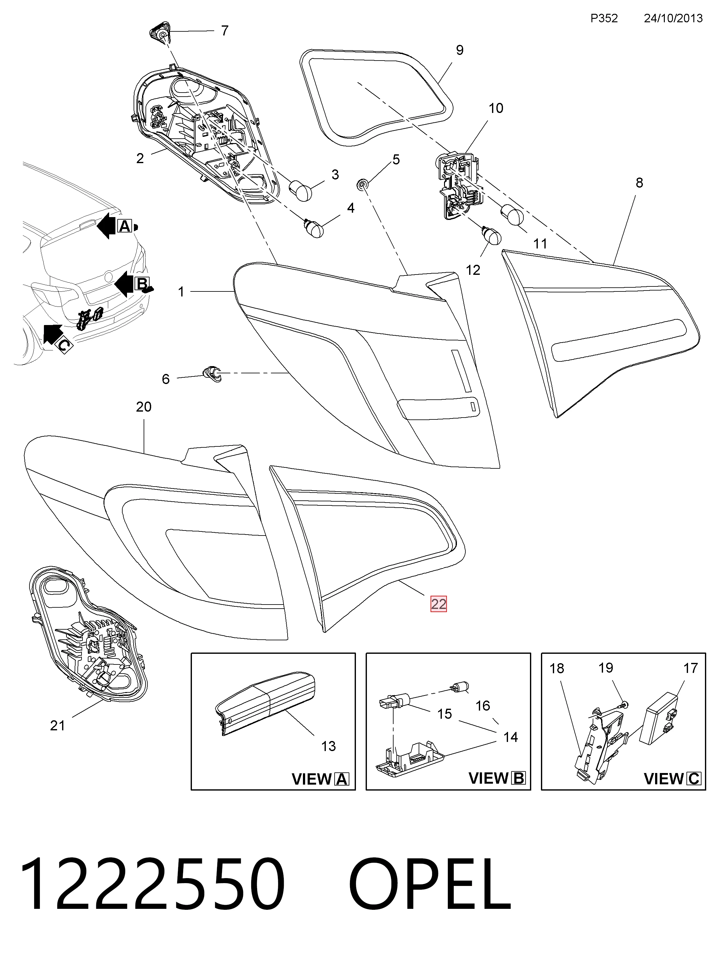 13372311 Opel Фонари задние