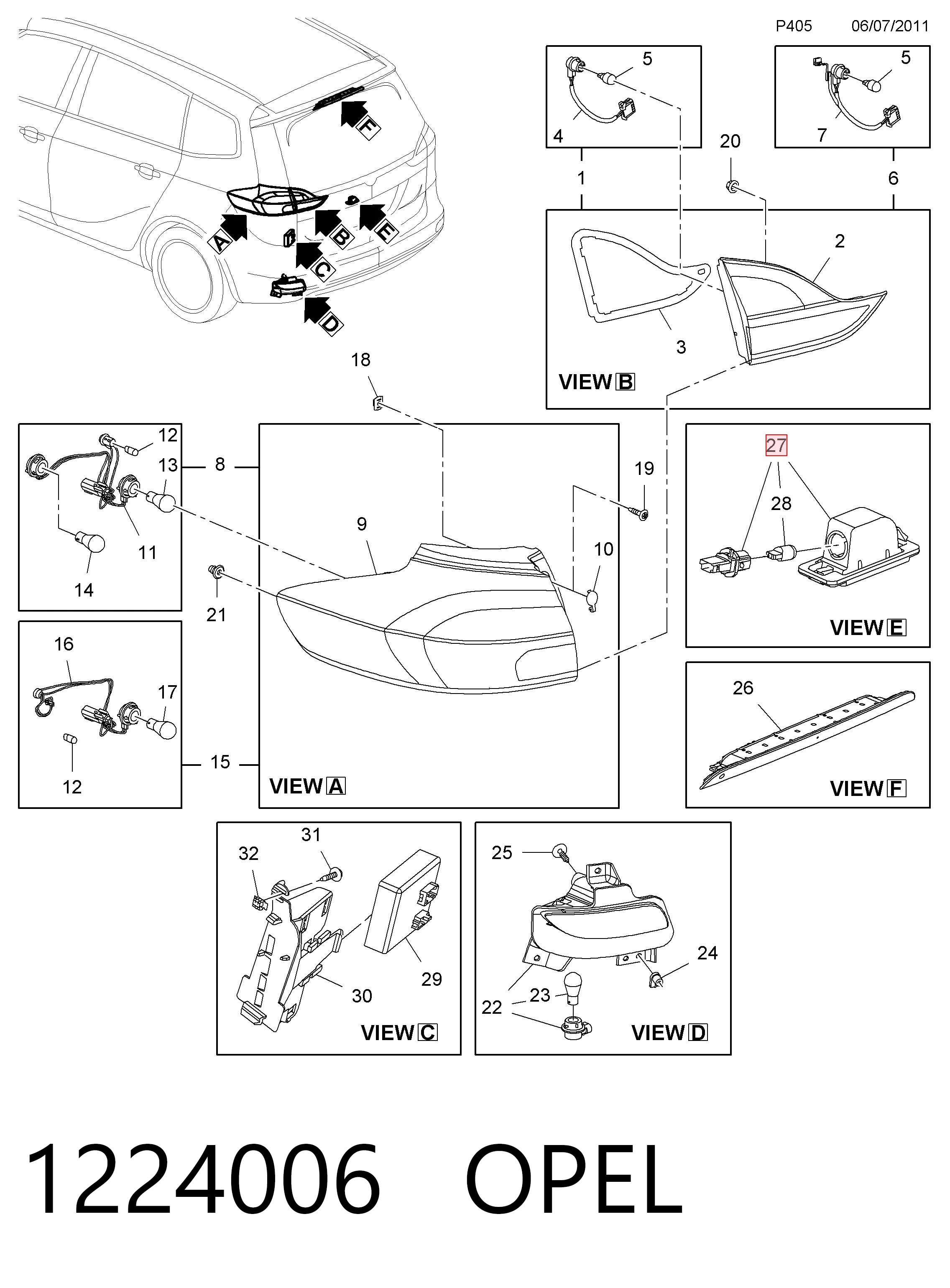 1224006 Opel Фонарь освещения номера
