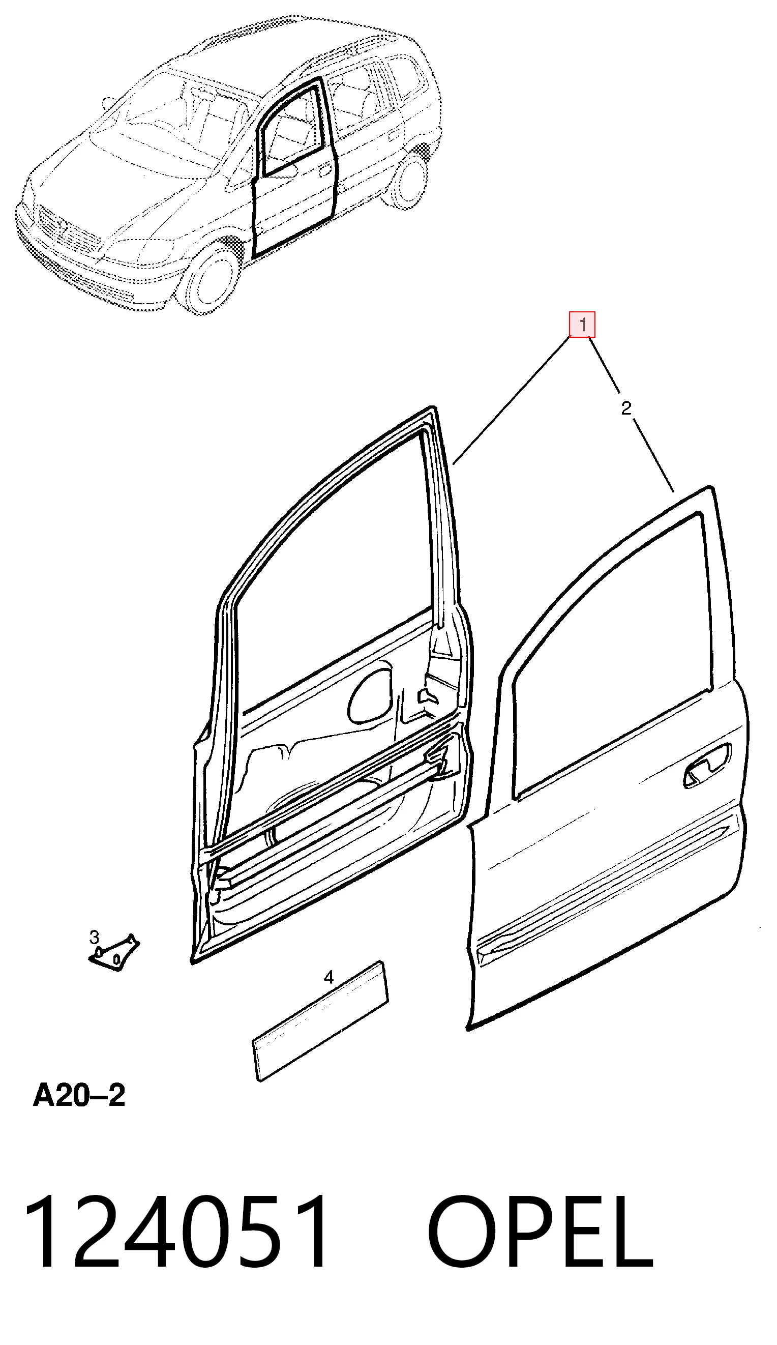 Передняя левая дверь Opel Zafira A минивэн (F75) (1999 - 2005) цена, от 30.39 USD