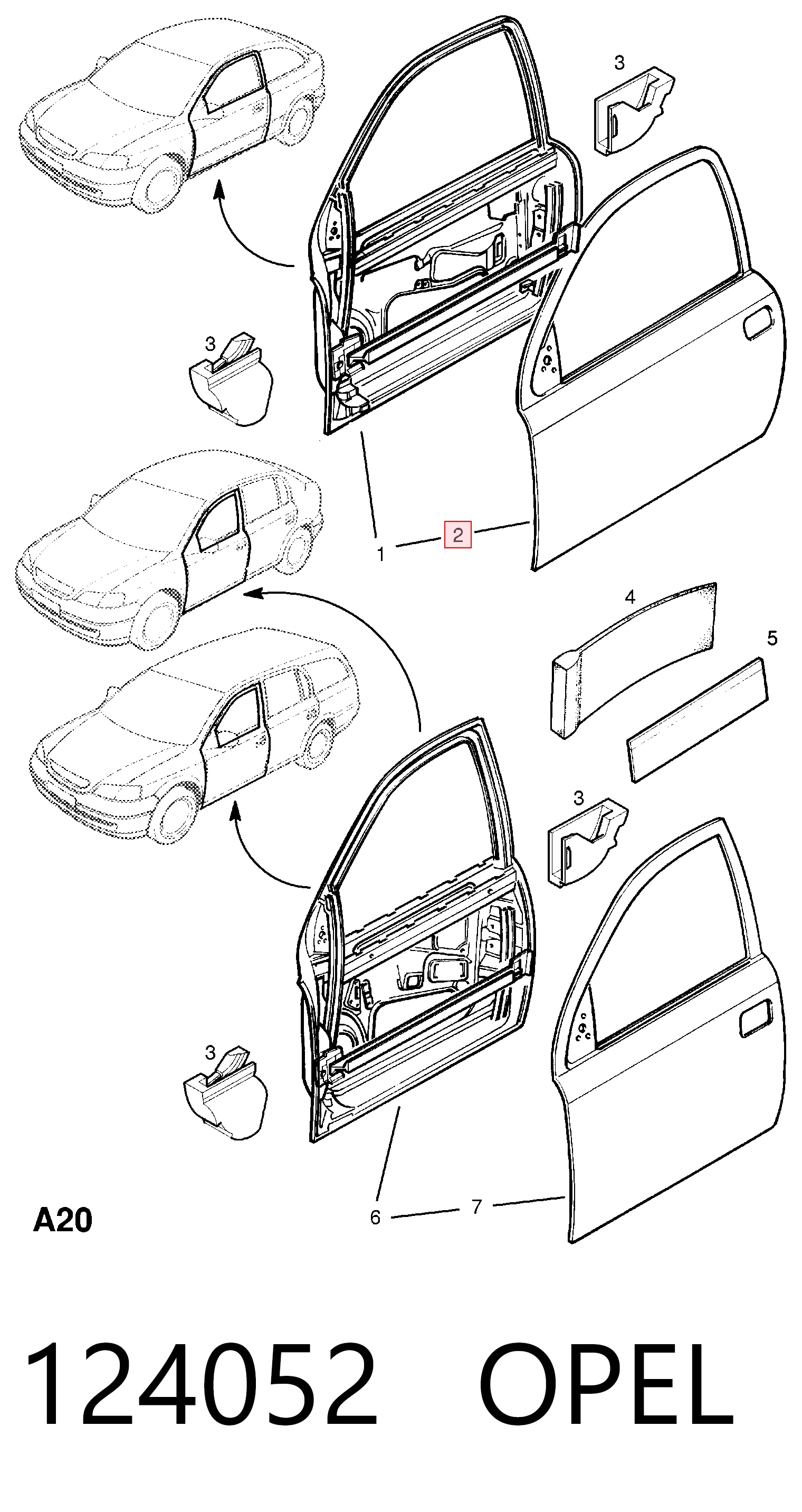 Водительская дверь на Opel Astra G F48, F08