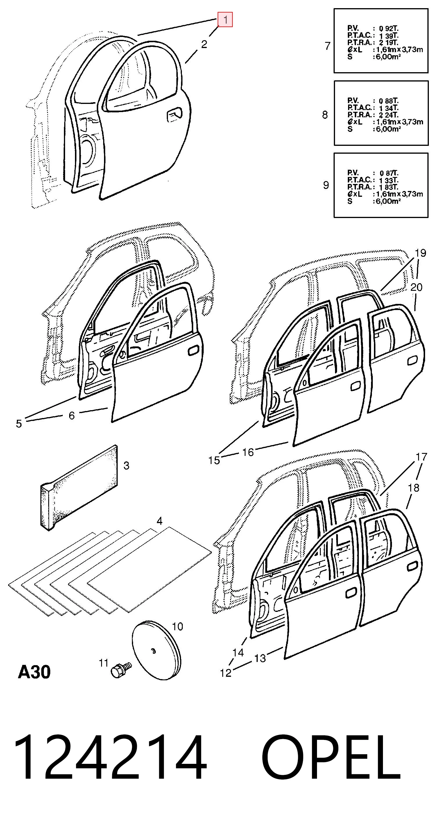 Водительская дверь на Opel Tigra A S93