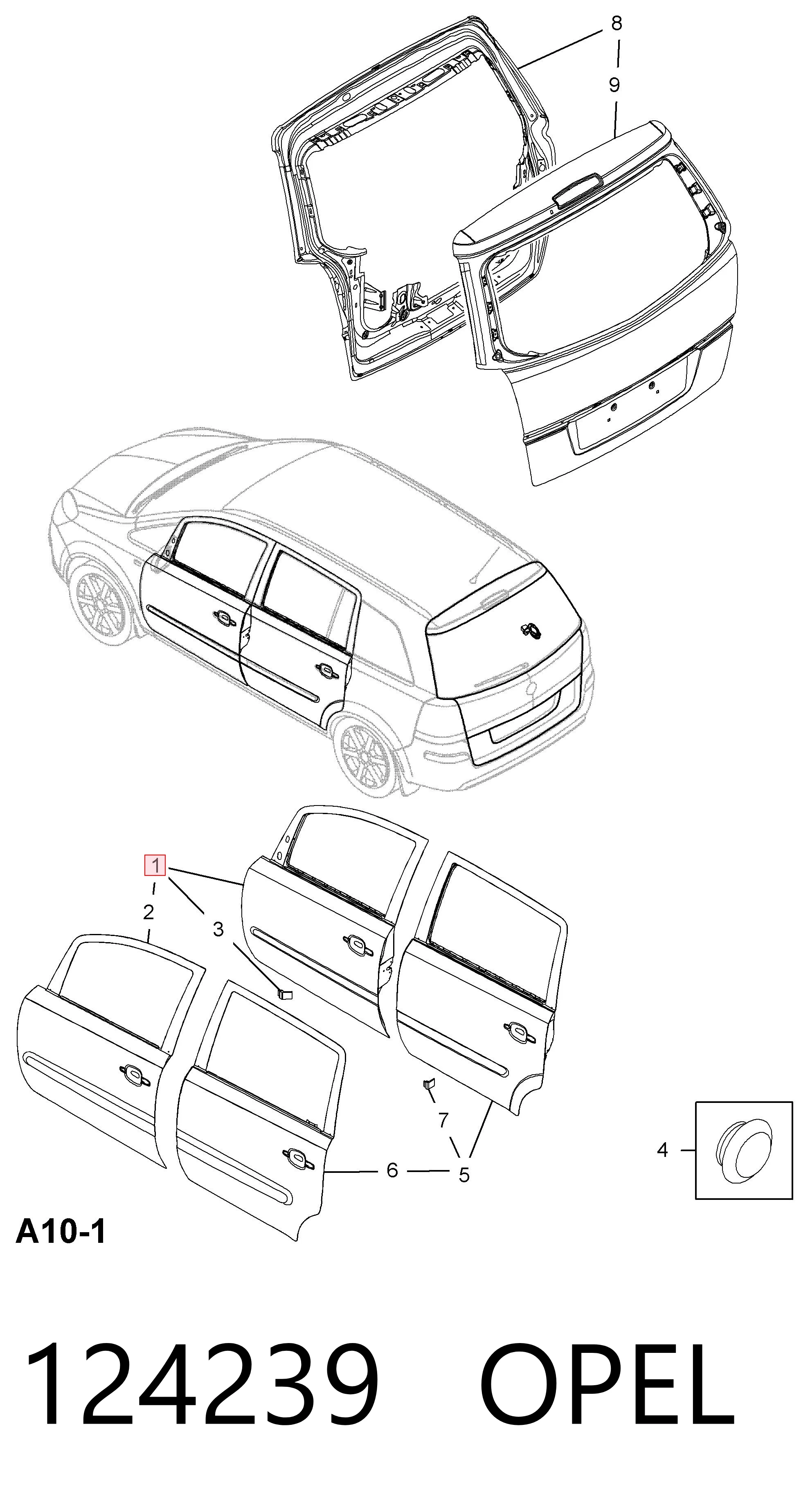 Водительская дверь на Opel Zafira B A05