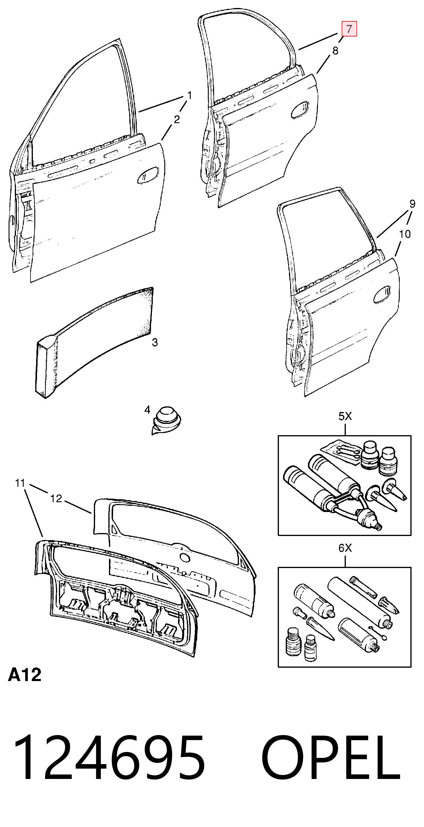 Дверь задняя, правая на Opel Omega B 25, 26, 27