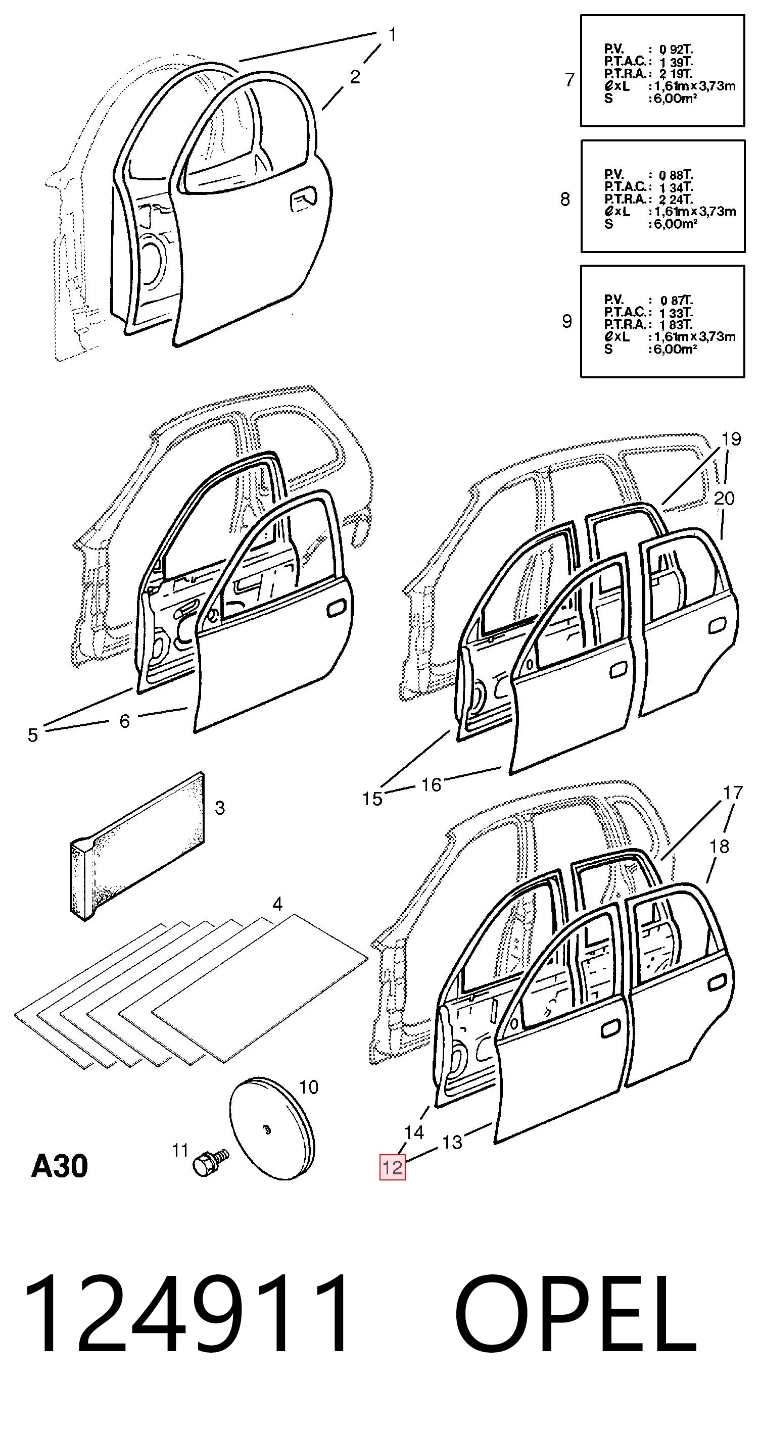 Водительская дверь на Opel Corsa B S93