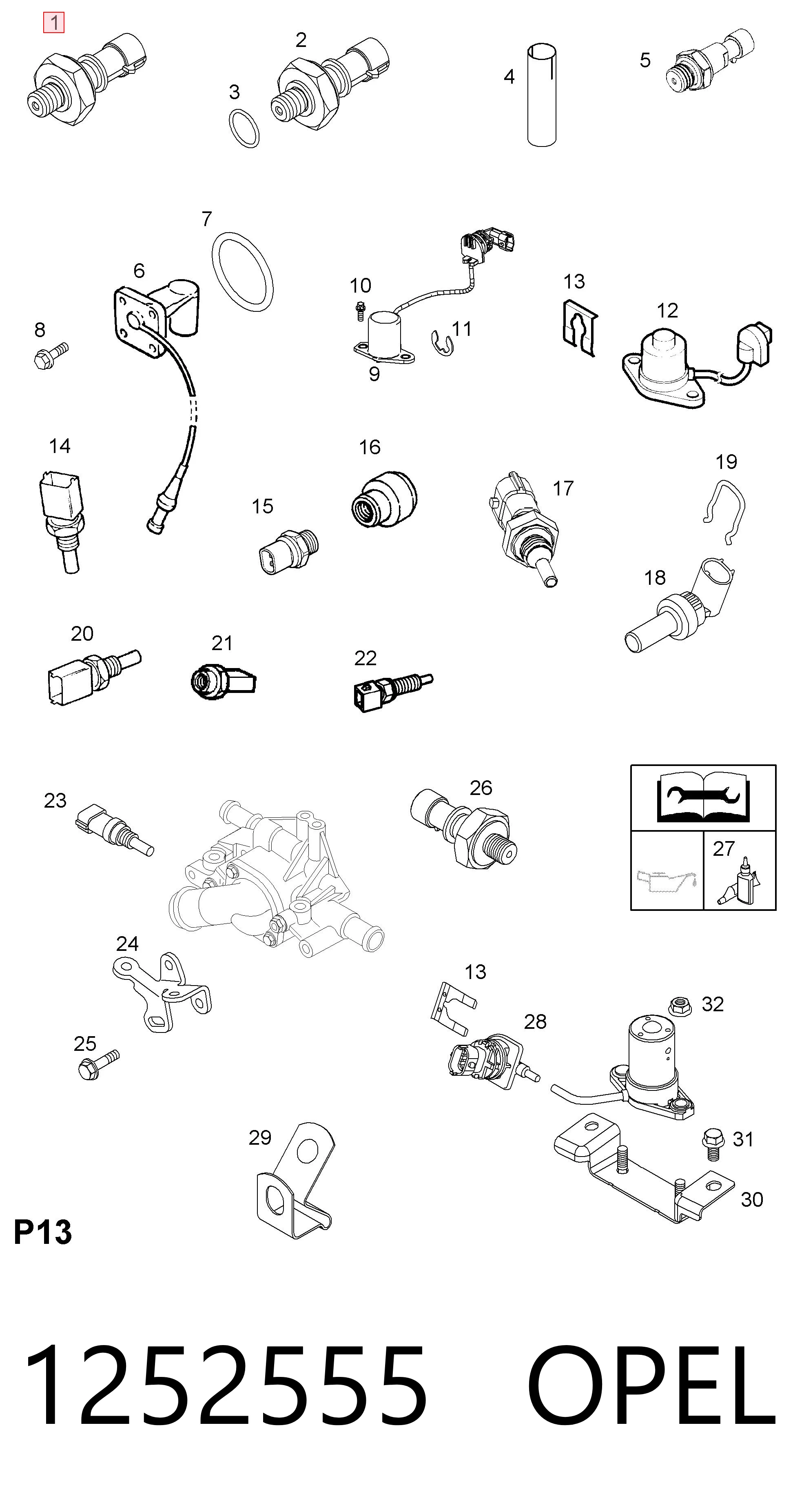 1252555 Opel Датчик указателя давления масла