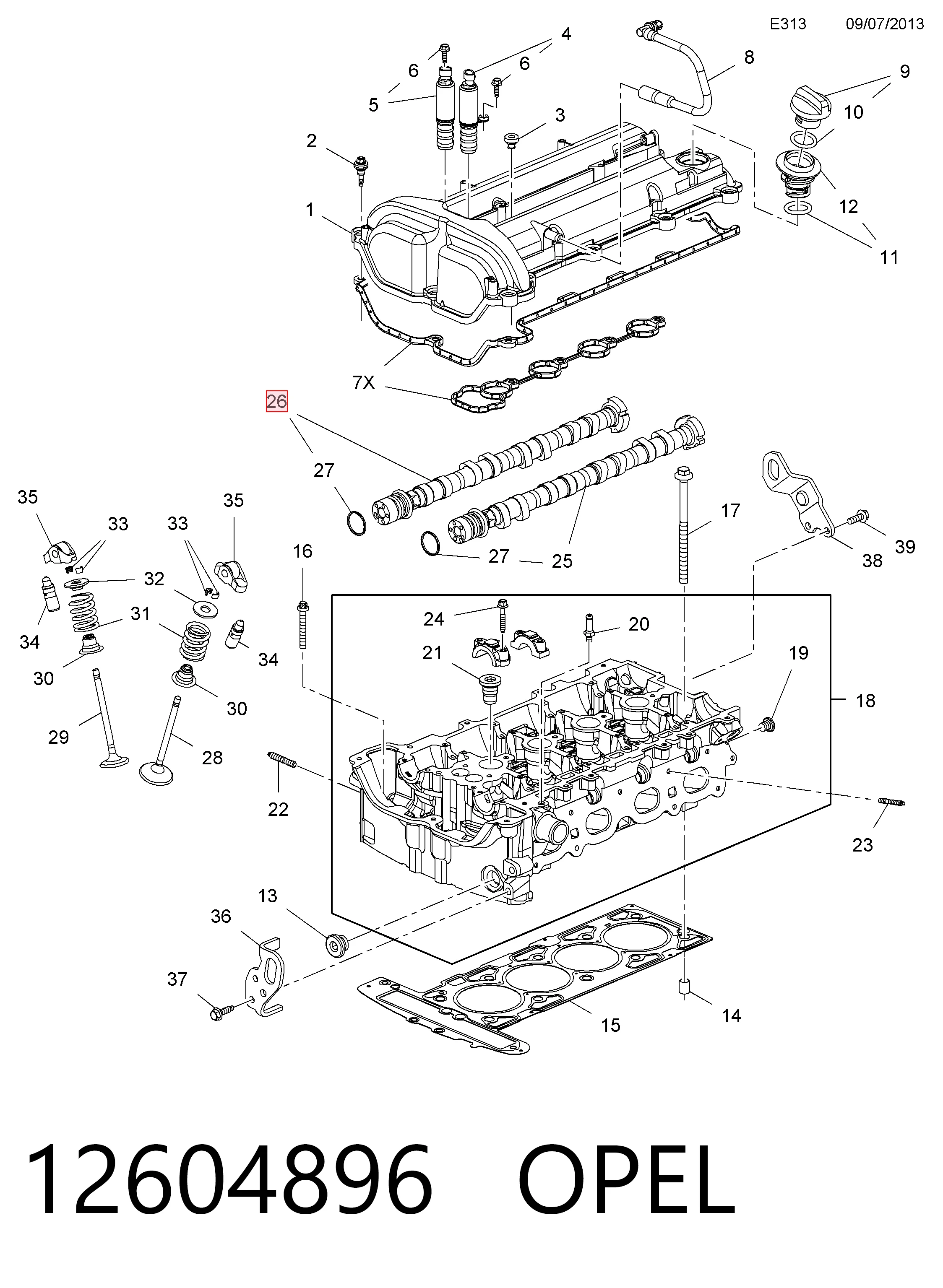 12604896 Peugeot/Citroen Распредвал двигателя выпускной