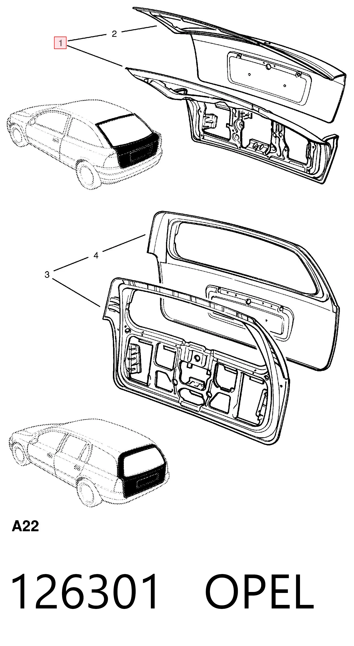 126301 Opel Задняя дверь