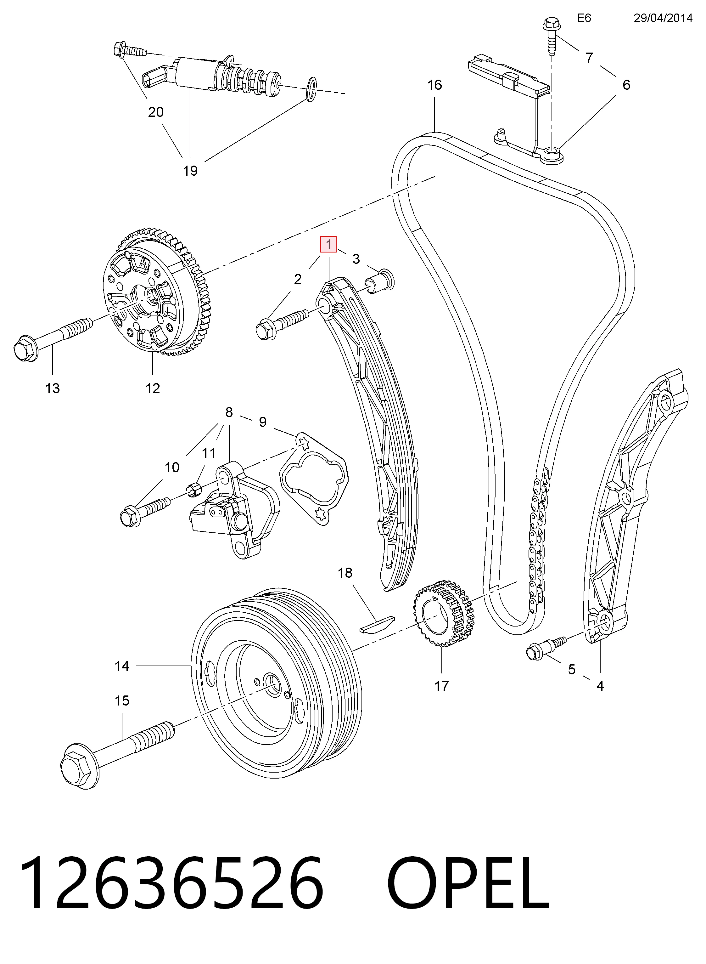 Купить 0636502 Opel Успокоитель цепи ГРМ, правый