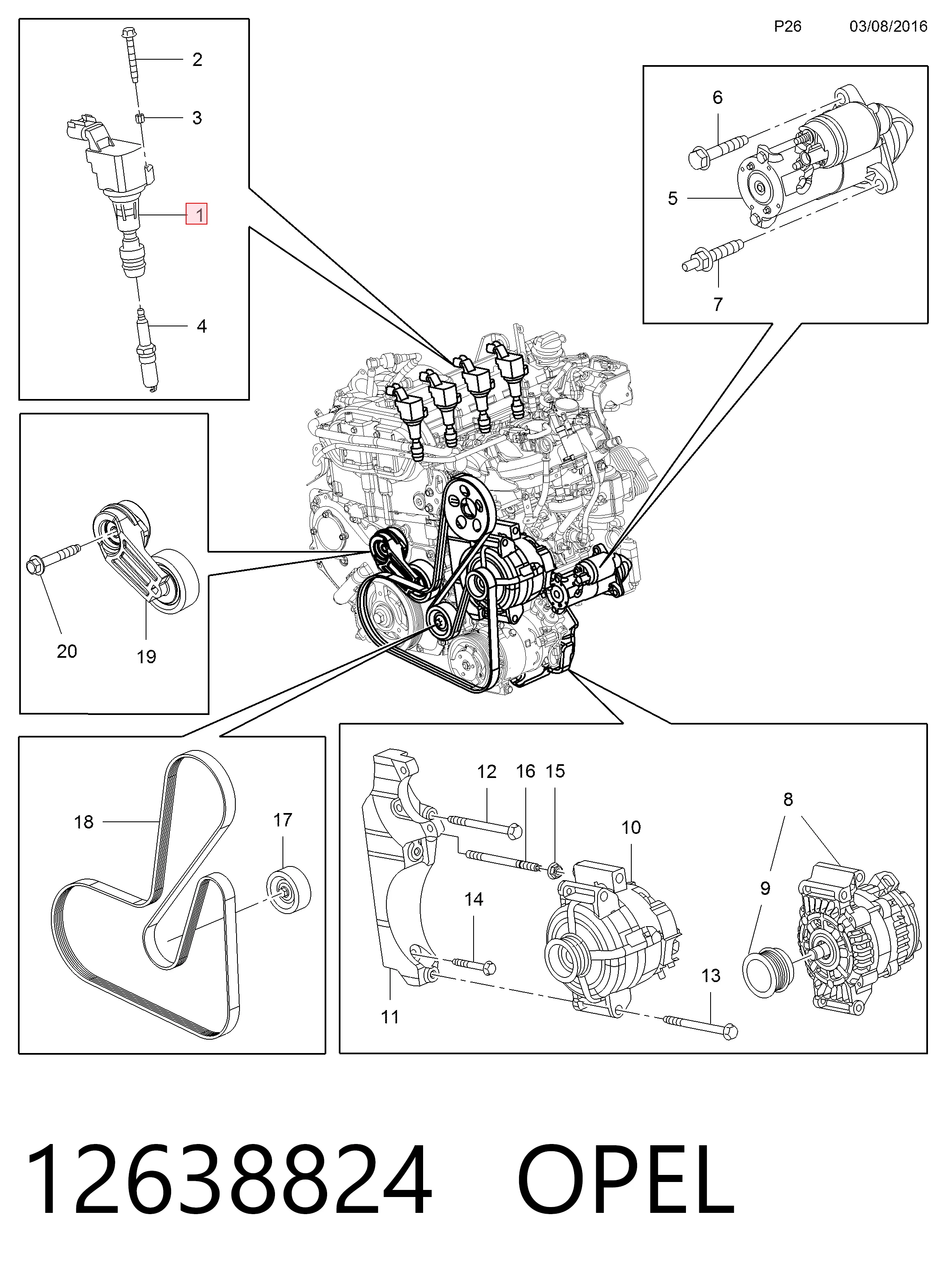 12638824 Opel Катушка зажигания