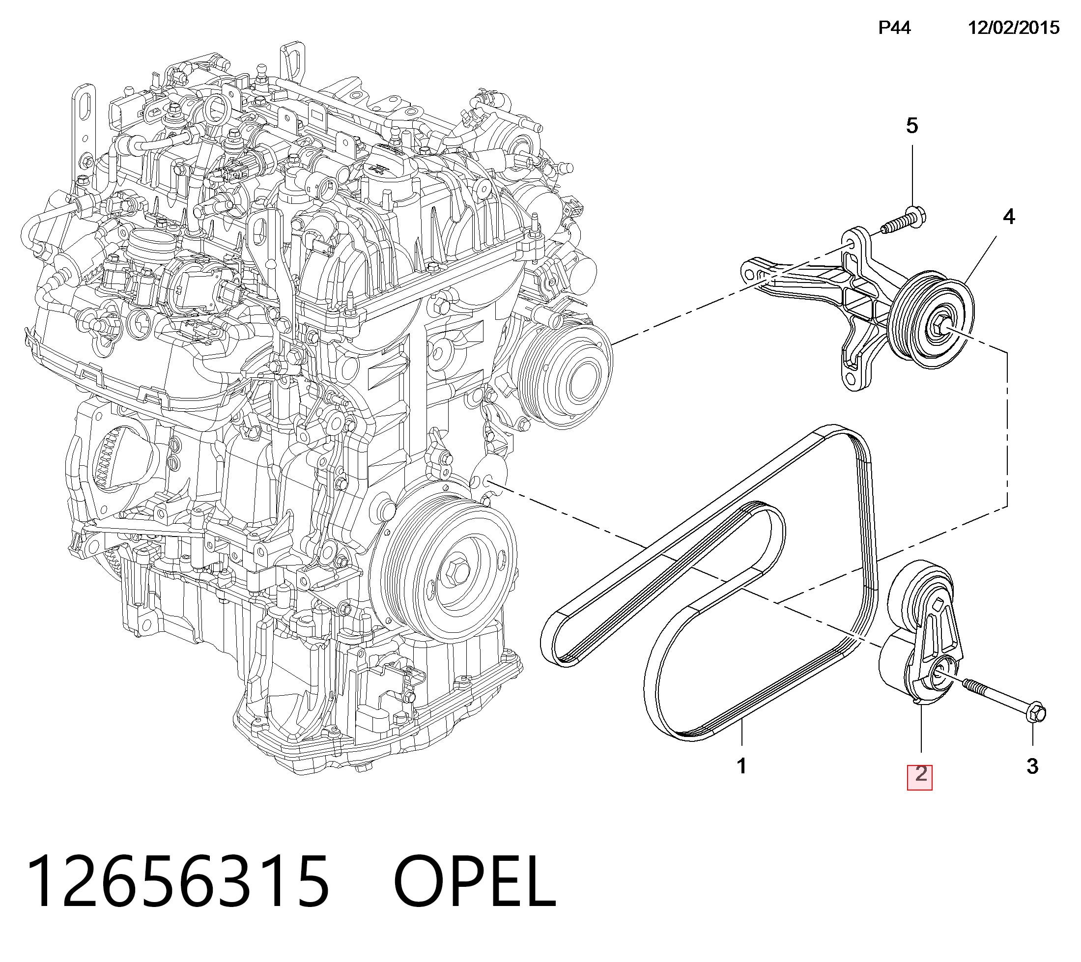 12656315 Opel Натяжитель клинового ремня