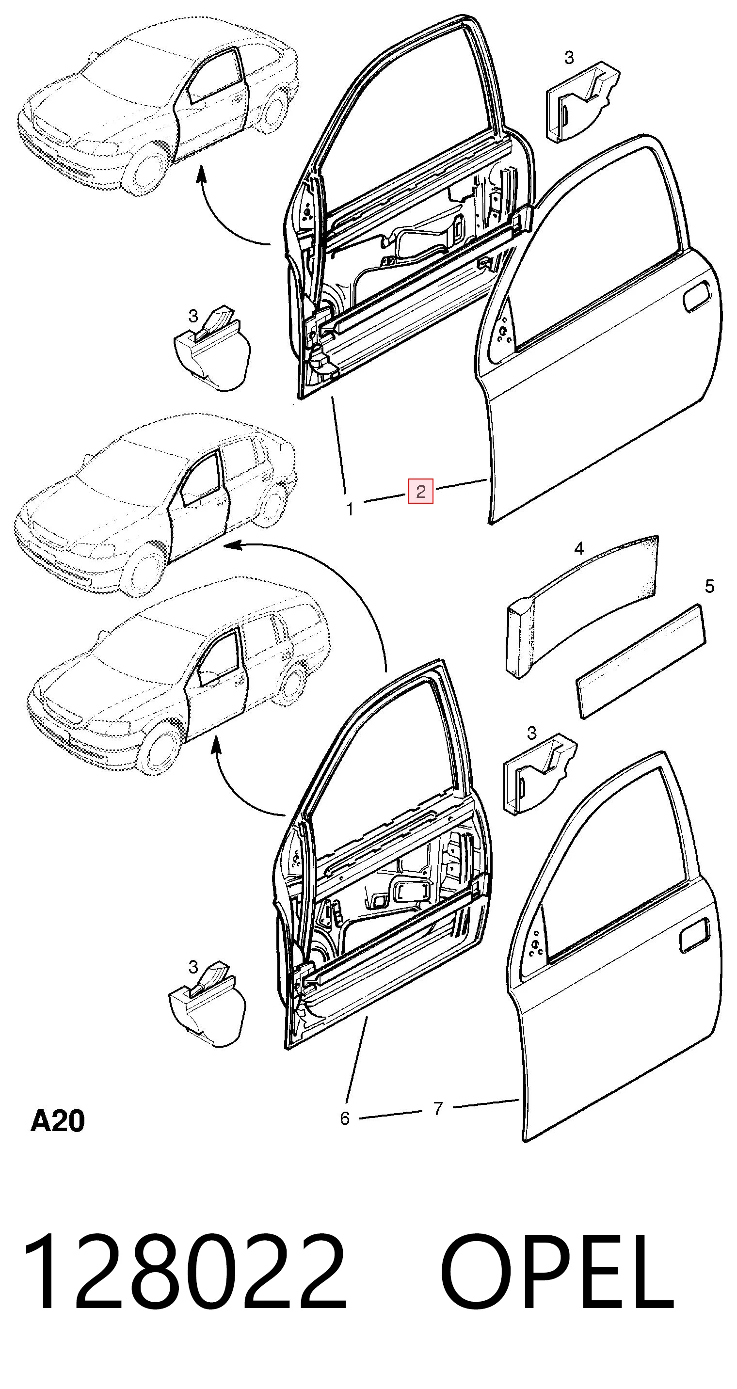 128022 Opel Водительская дверь