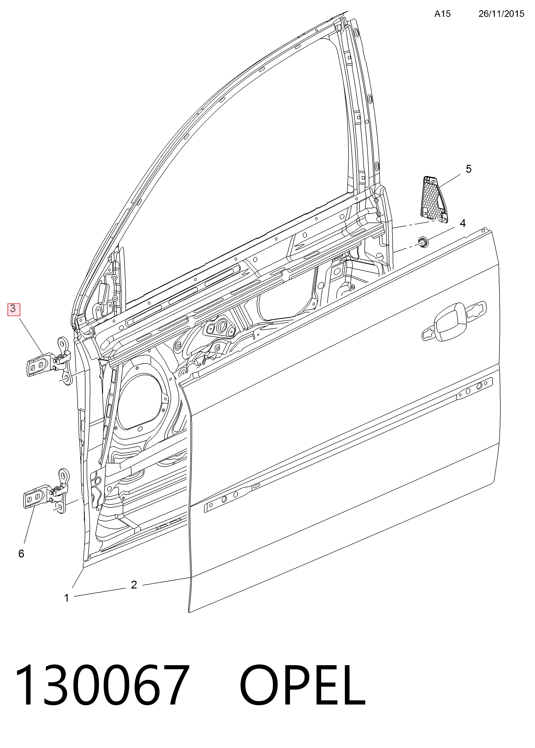 130067 General Motors Петля передней двери левая