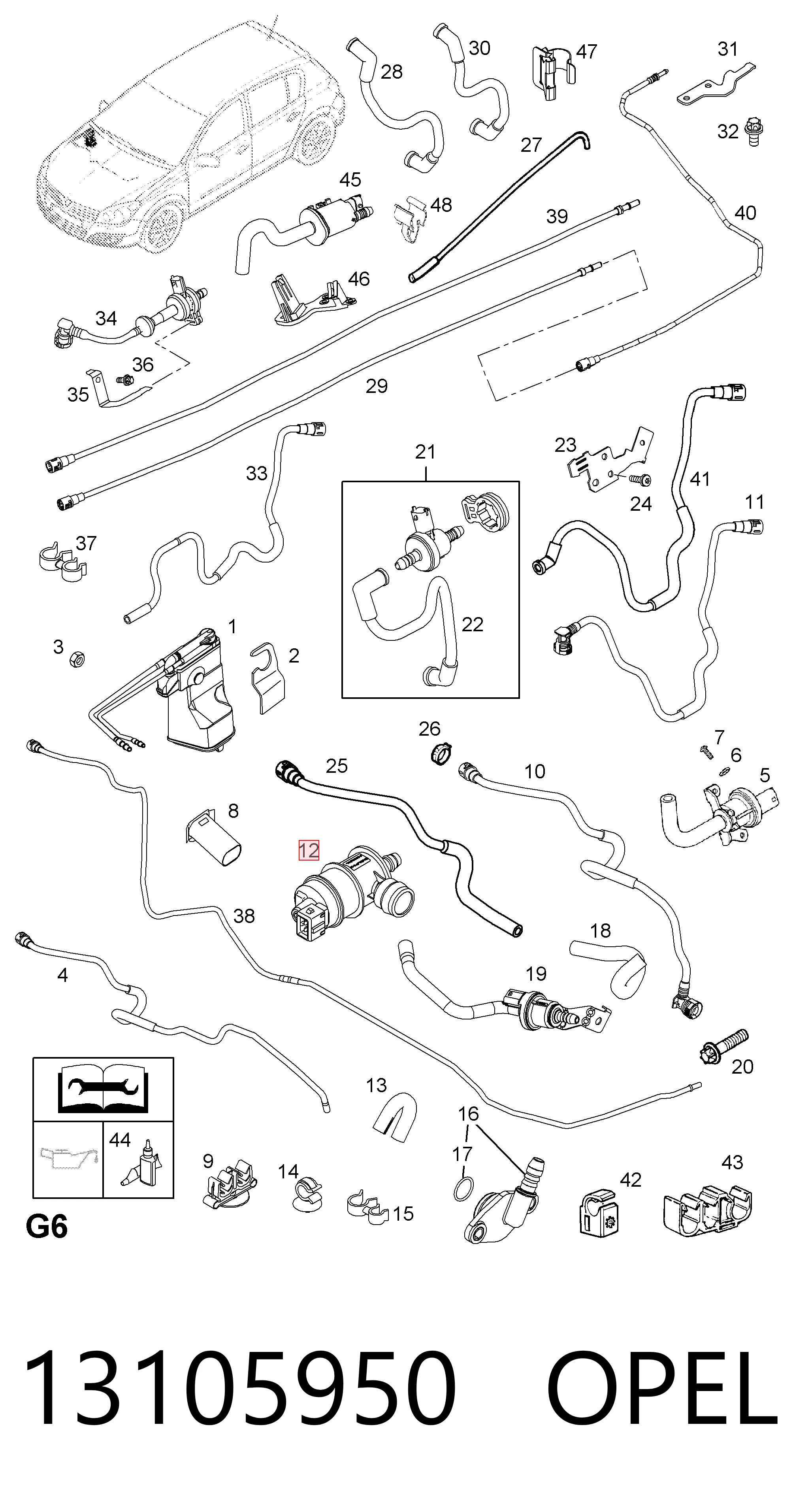 13105950 Opel Клапан абсорбера