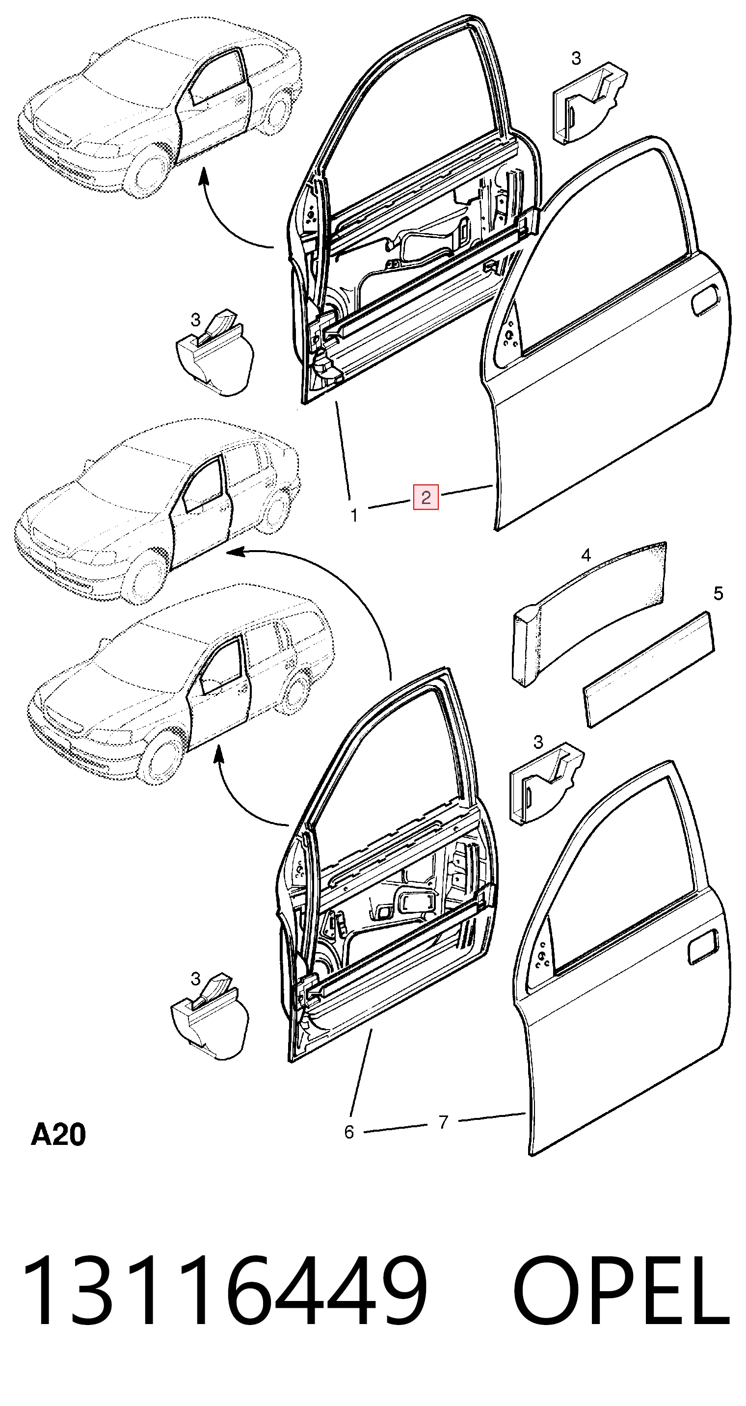 Передняя левая дверь Opel Astra G хэтчбек (F48, F08) (1998 - 2009) цена, от 42.04 USD