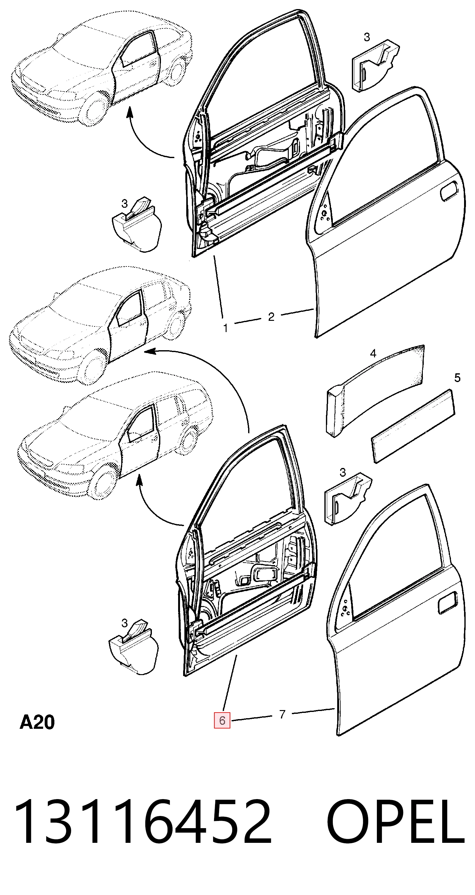 Дверь передняя правая 0124571 General Motors