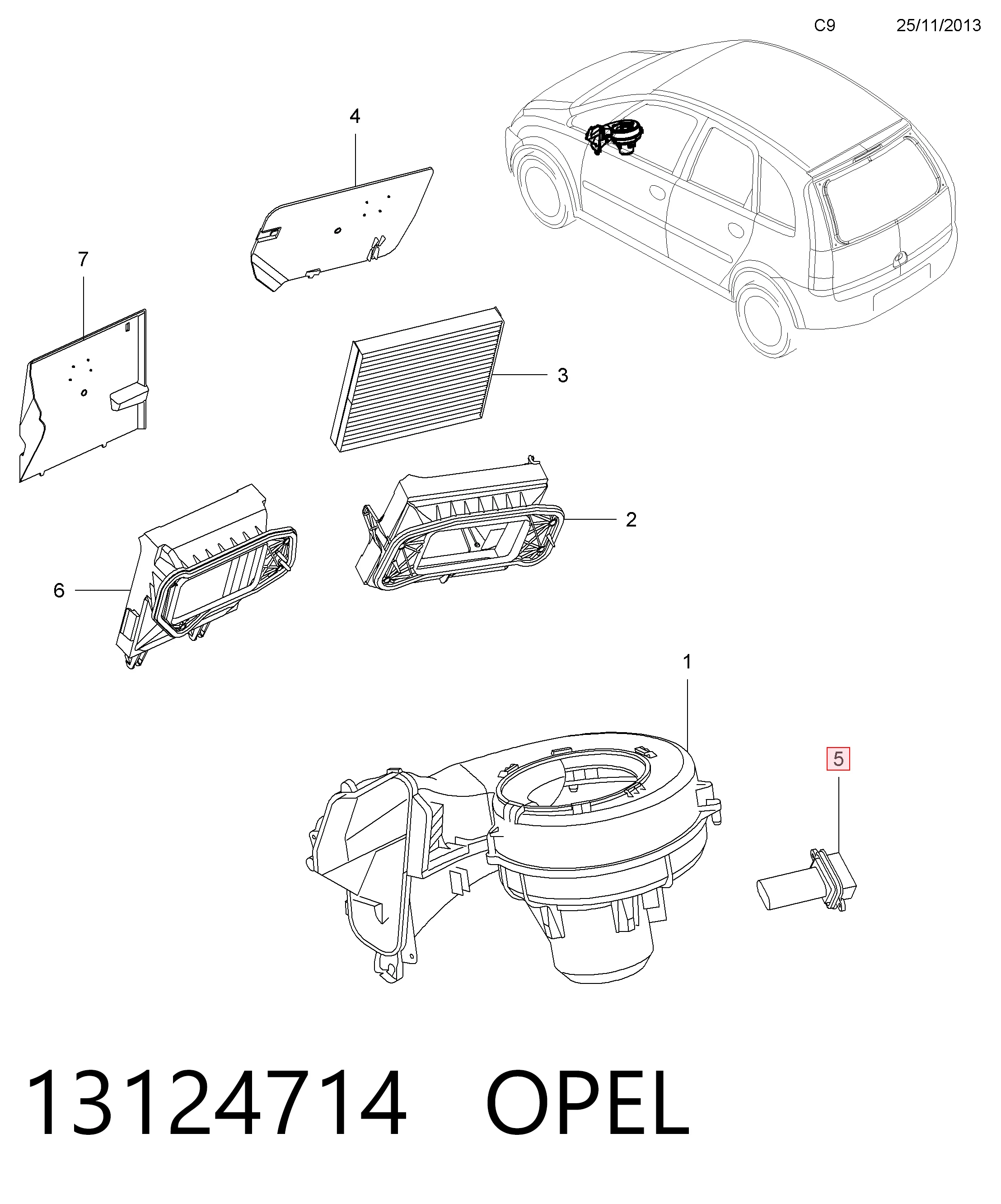 13124714 Opel Реле печки