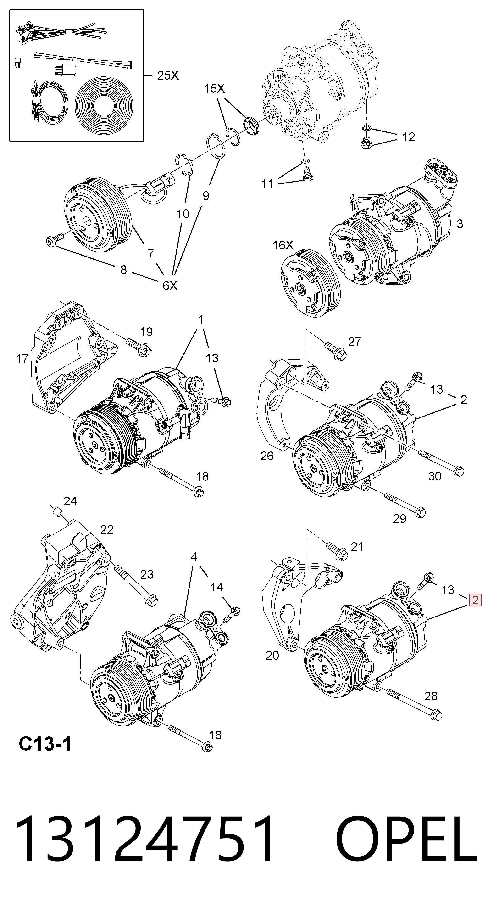 13124751 Opel Компрессор хладагента