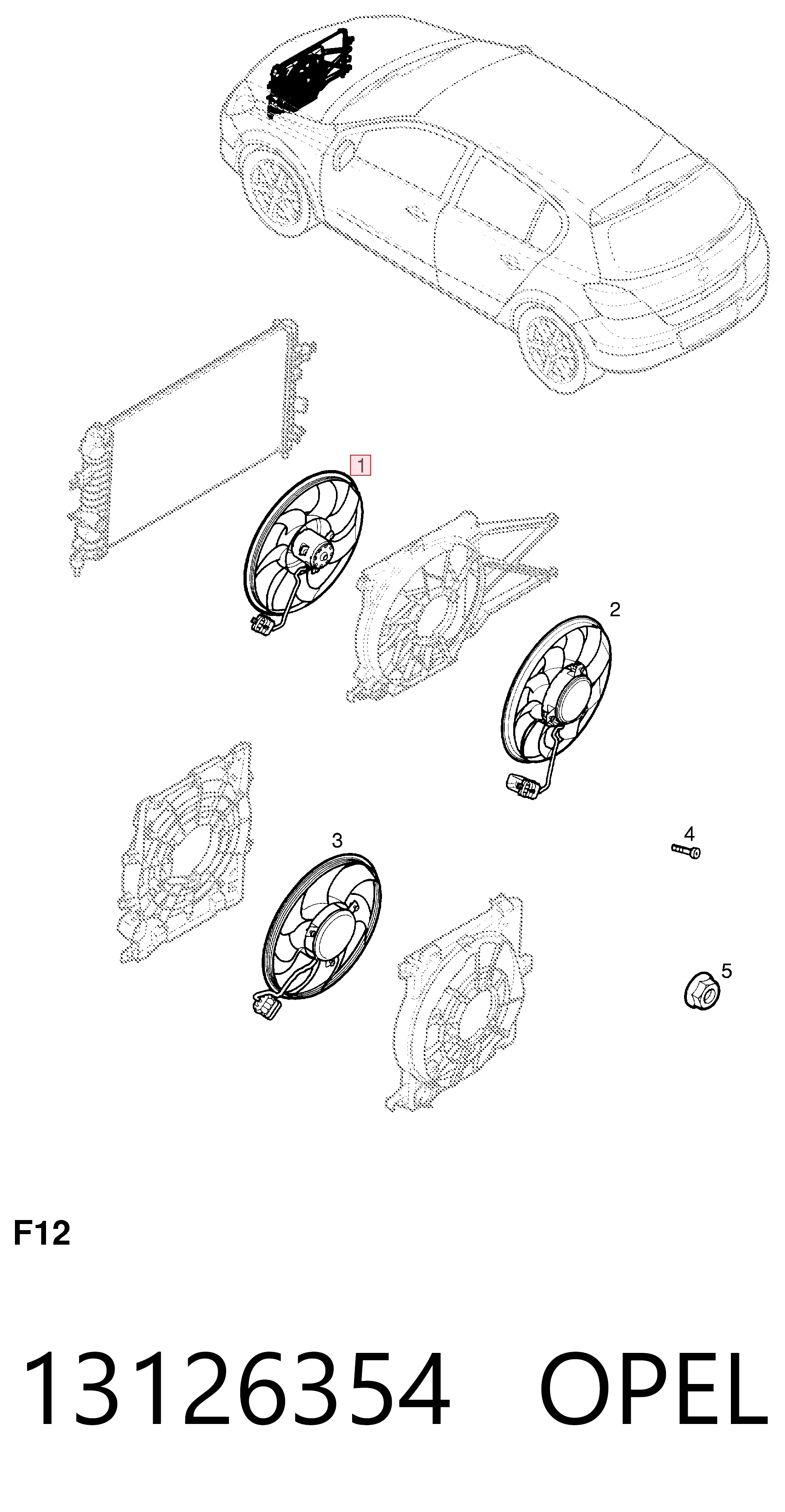 13126354 Opel Вентилятор радиатора