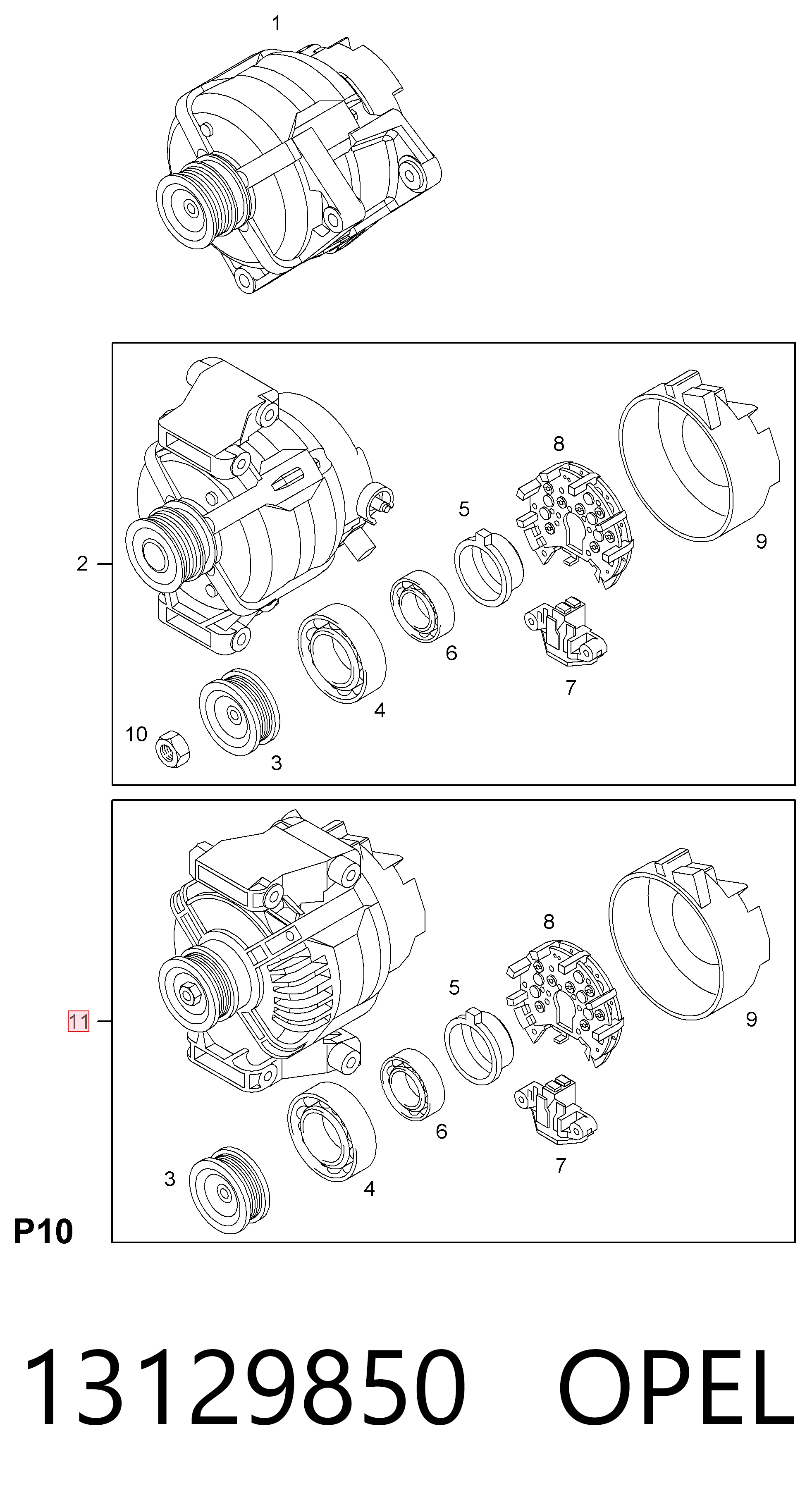 13129850 Opel Генератор автомобильный