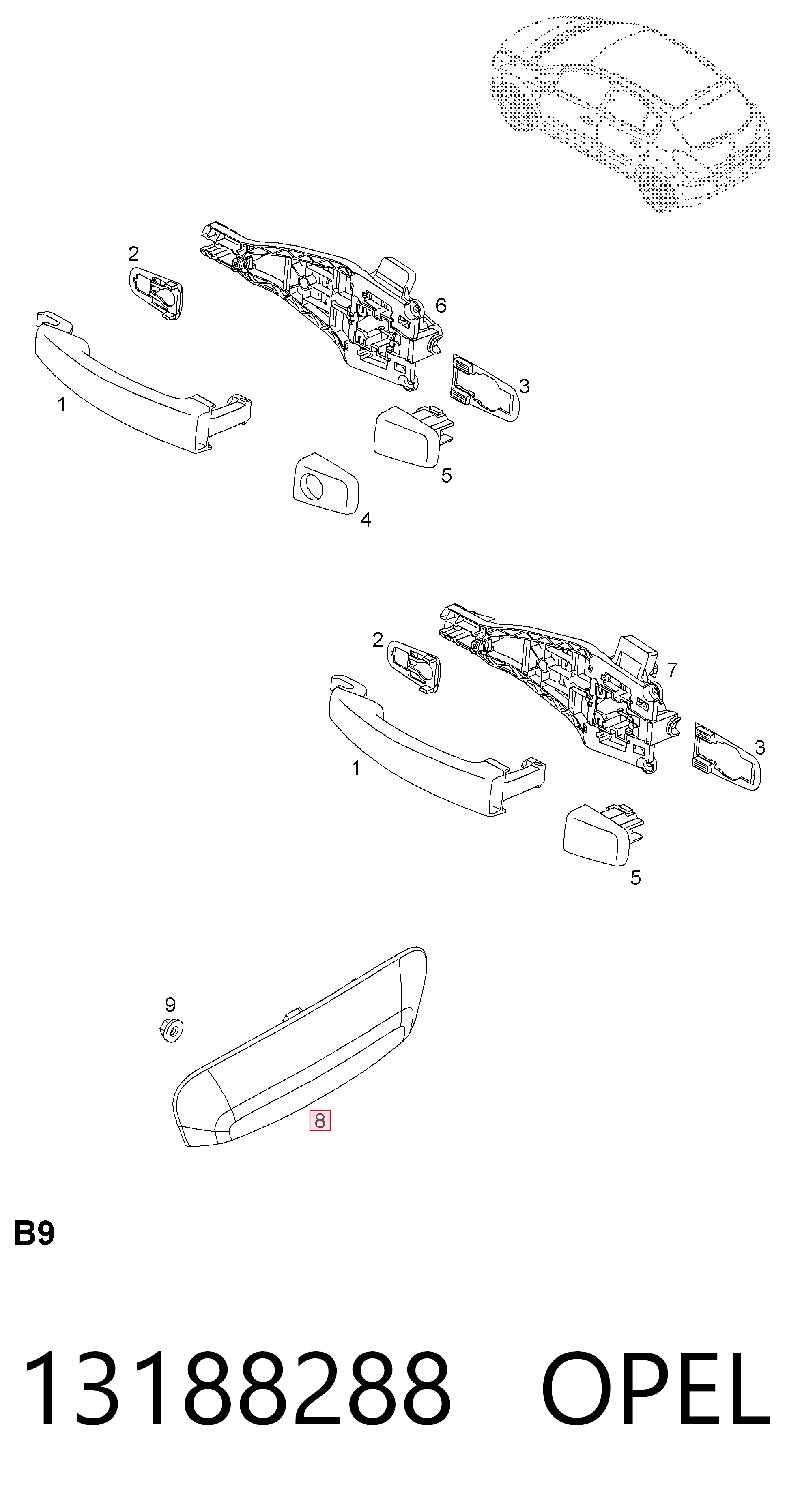 Ручка крышки багажника/3-й/(5-й) двери, наружная AND 3J955145 цена, от 24.40 USD